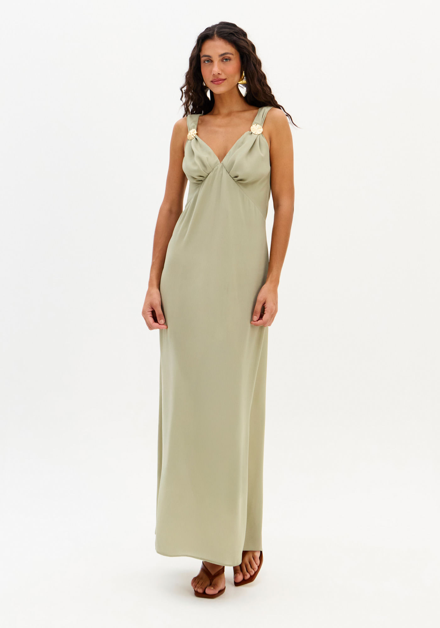 Vestido Super Midi Sem Manga Com Fenda