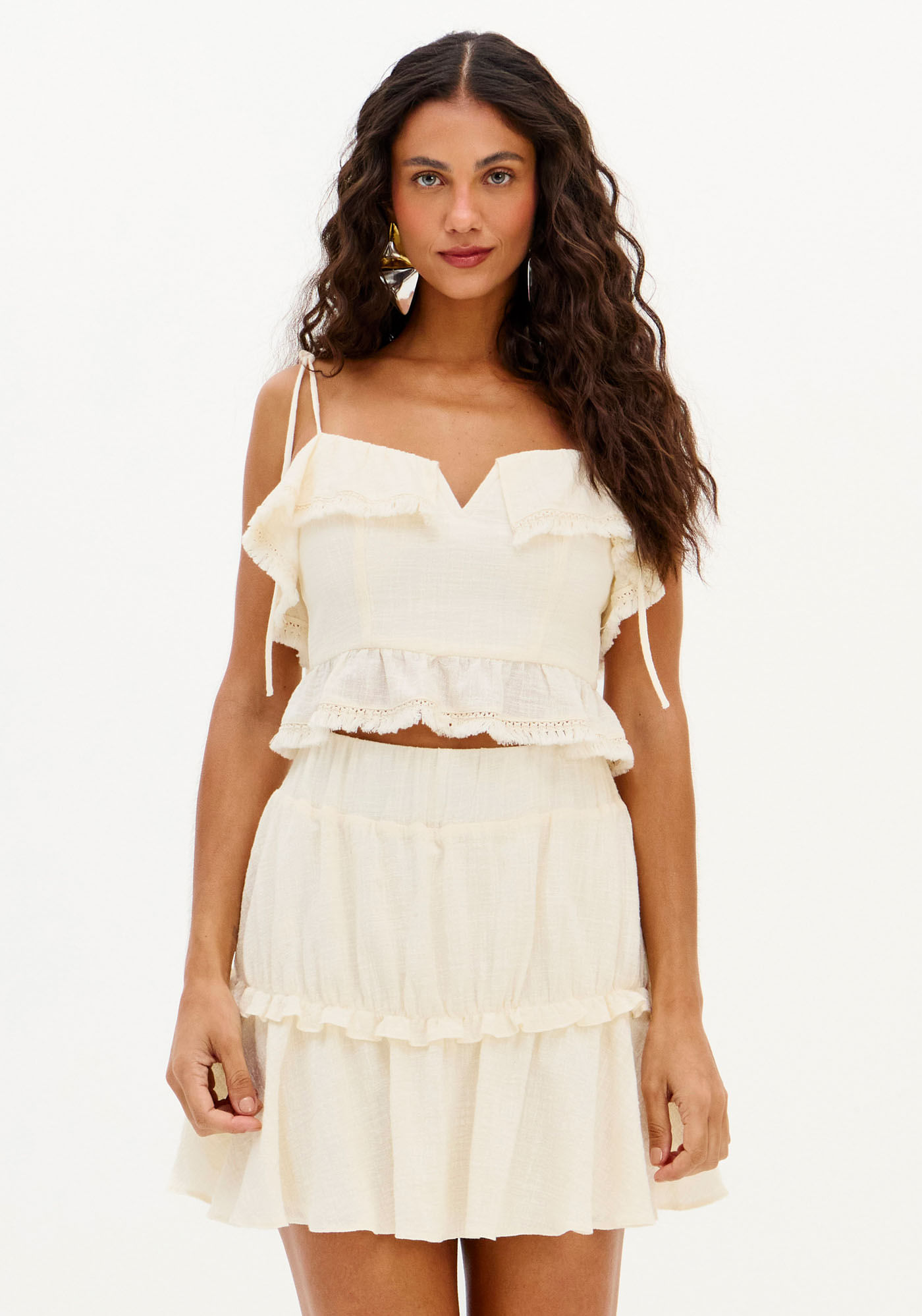 Blusa De Alça Com Babados
