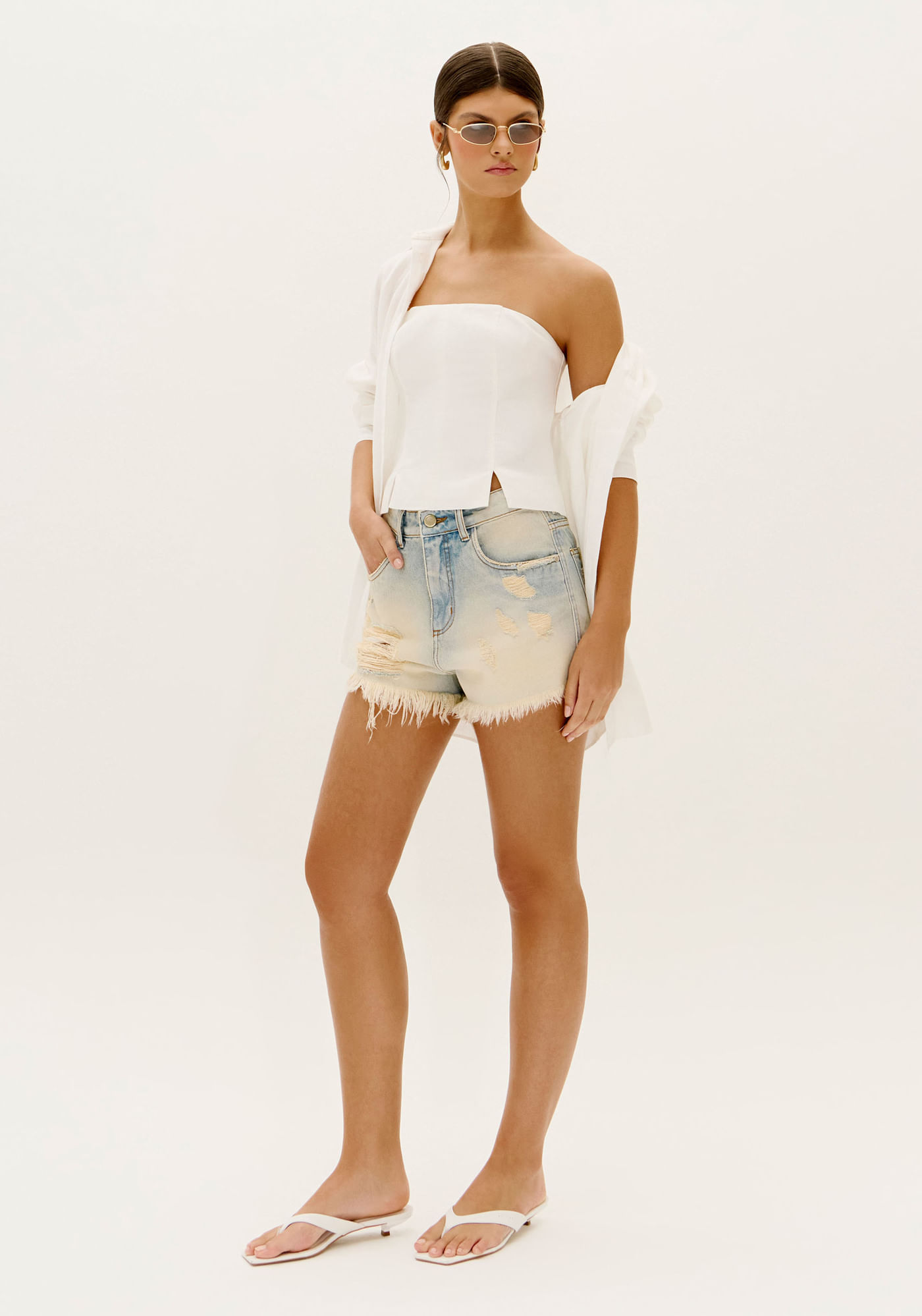 Short Jeans Relaxed Cintura Alta