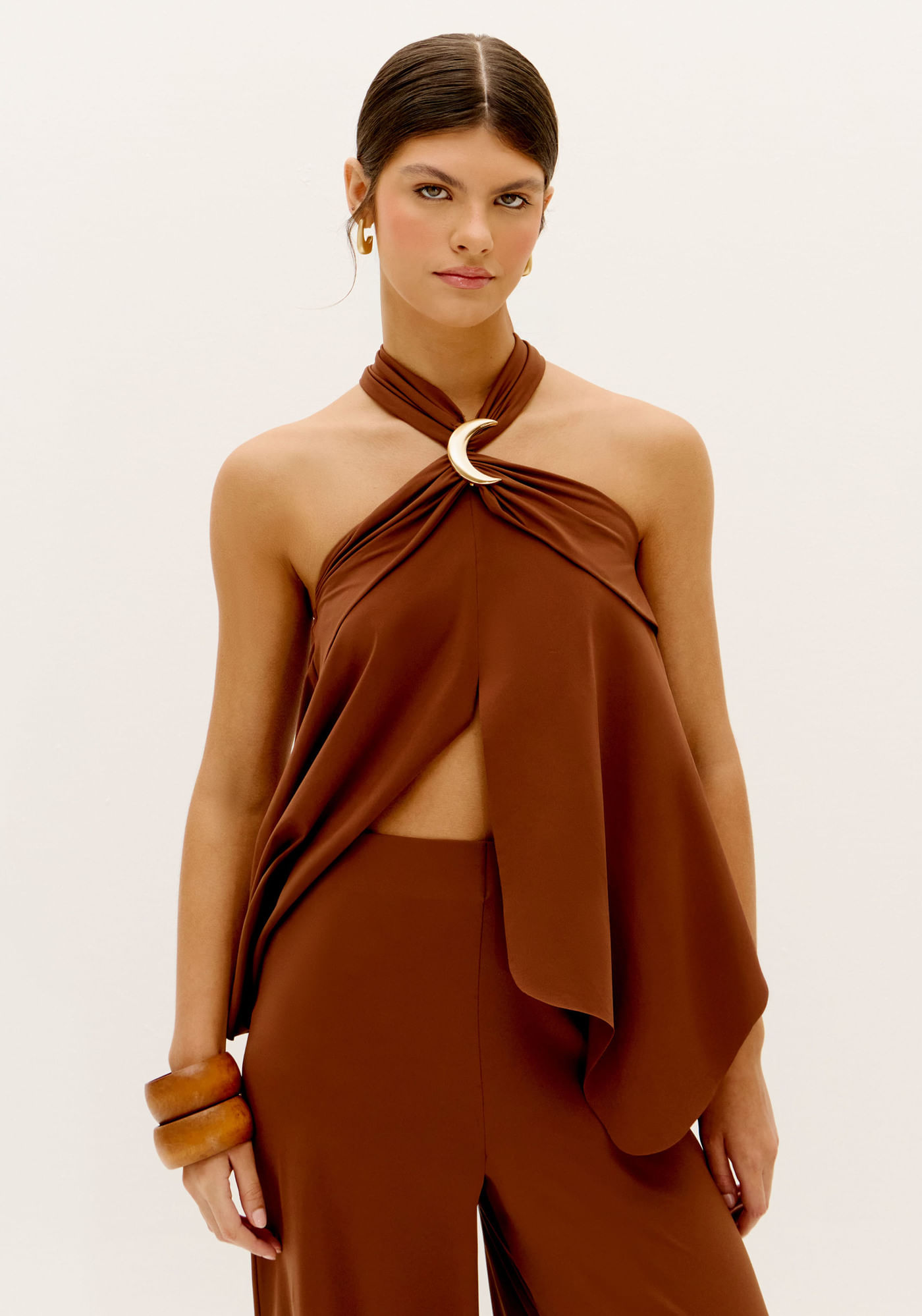 Blusa Decote Cruzado Com Metal
