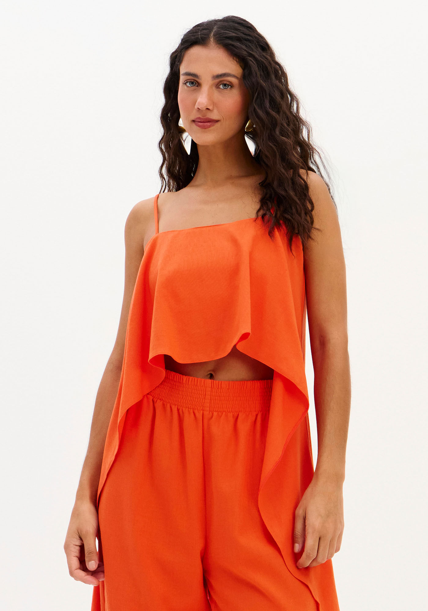 Blusa Frente Única Mullet Com Linho