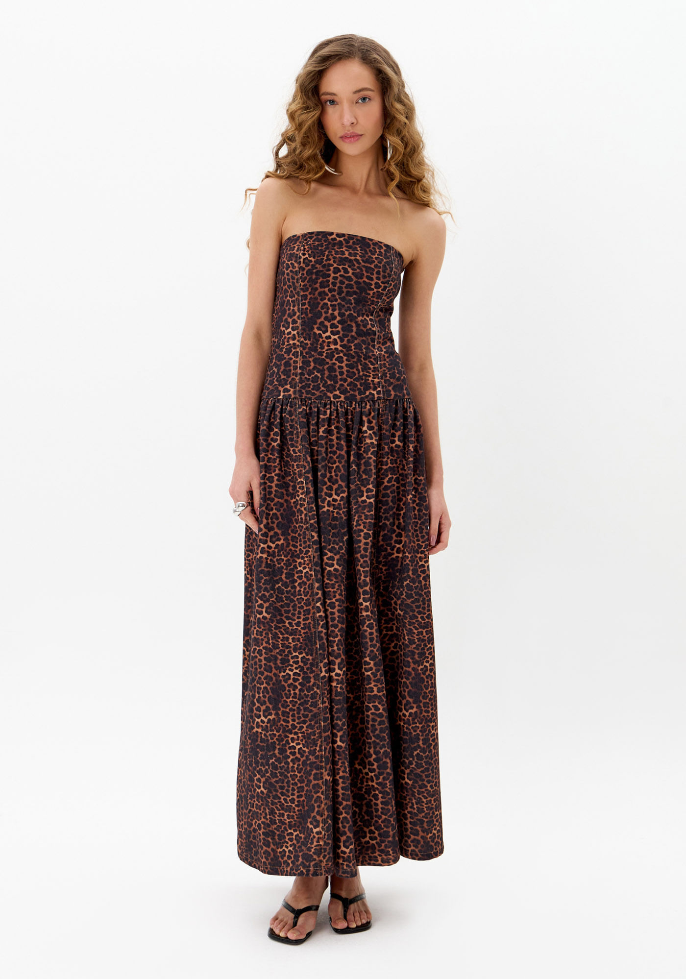 Vestido Sarja Super Midi Animal Print