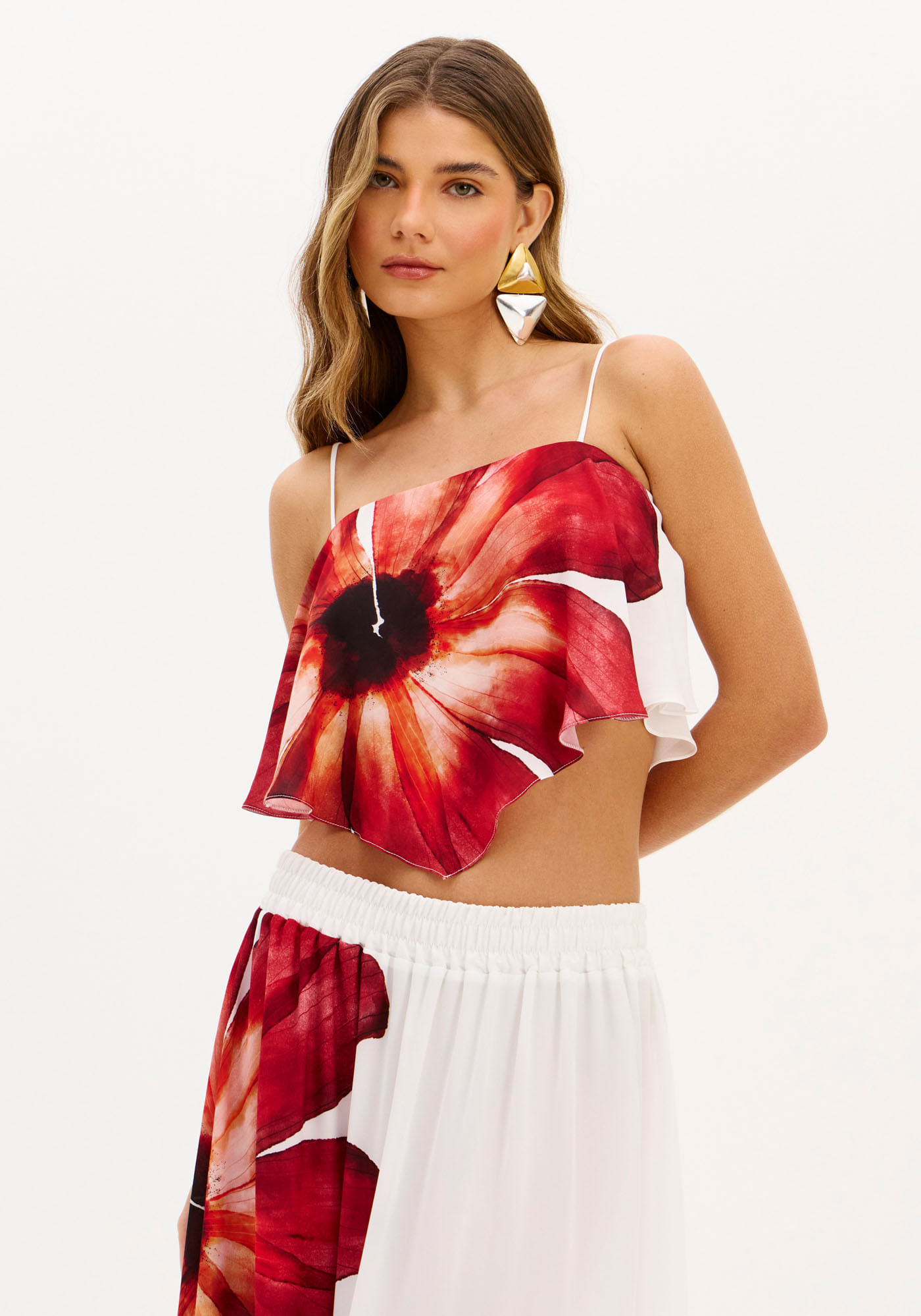 Blusa Cropped De Alça Estampada