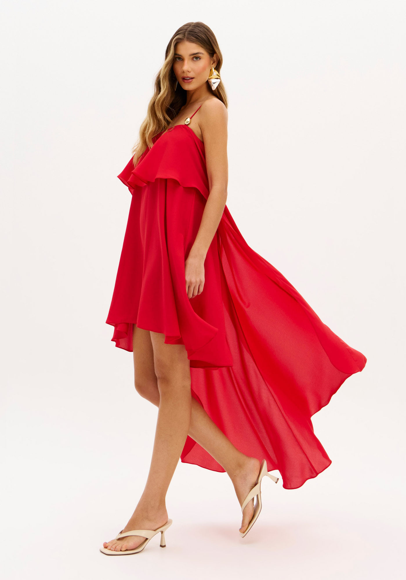 Vestido Super Midi Mullet De Alças