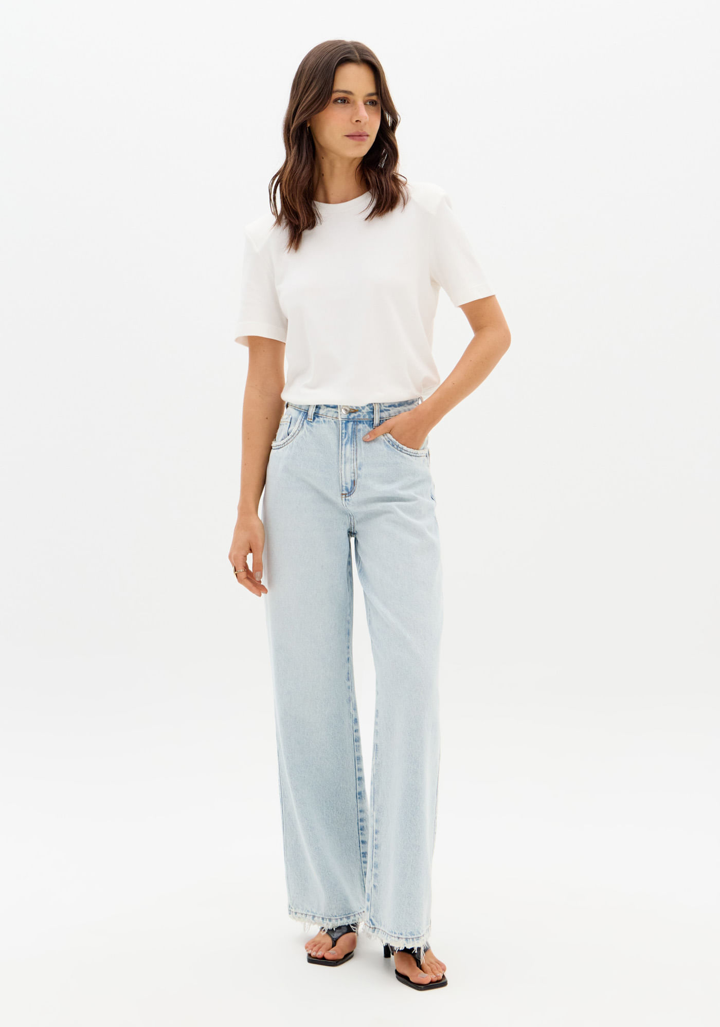 Calça Jeans Full Length Cintura Alta