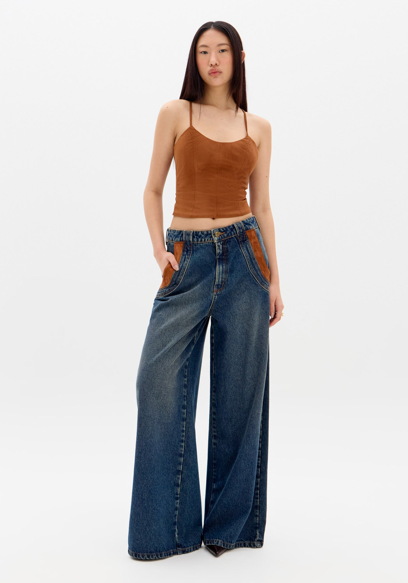 Calça Jeans Relaxed Cintura Média
