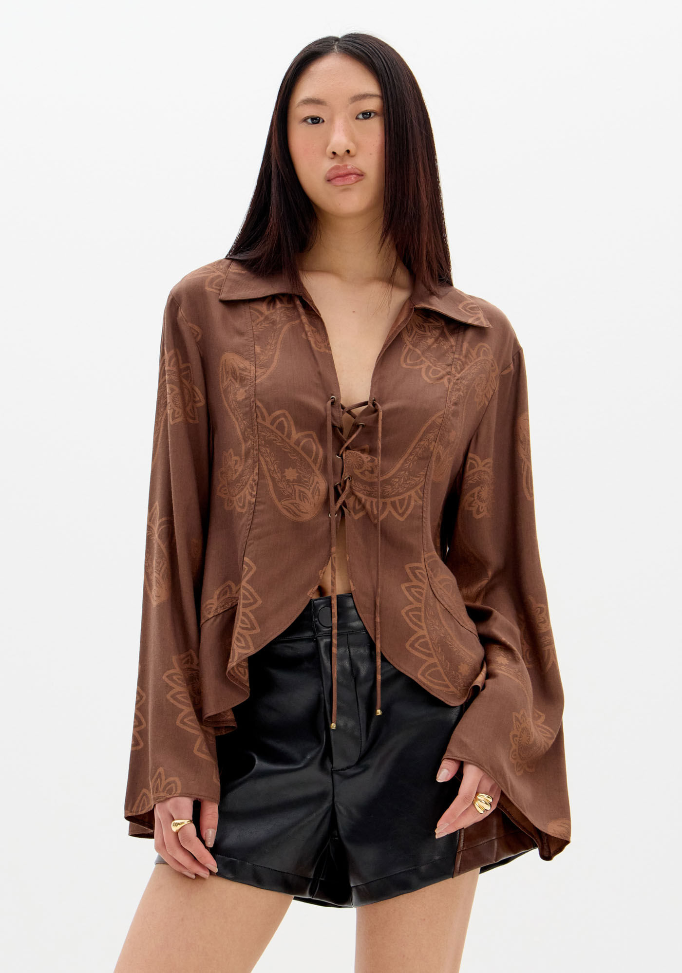 Blusa Manga Flare Com Amarração