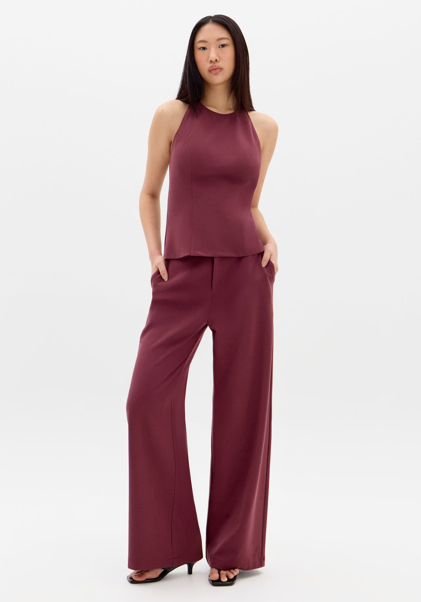 Calça Full Length Cintura Média