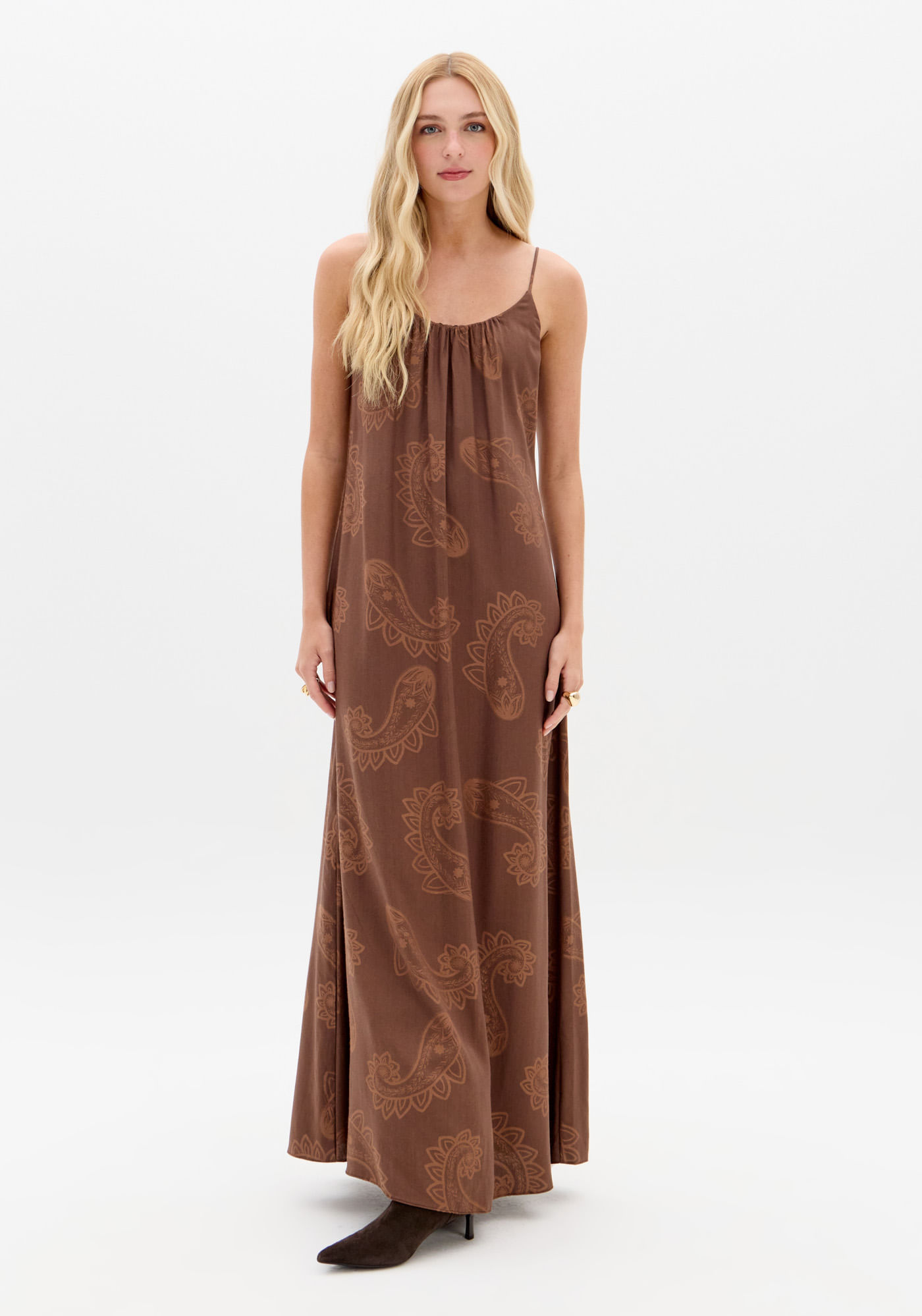 Vestido Super Midi De Alças Estampado