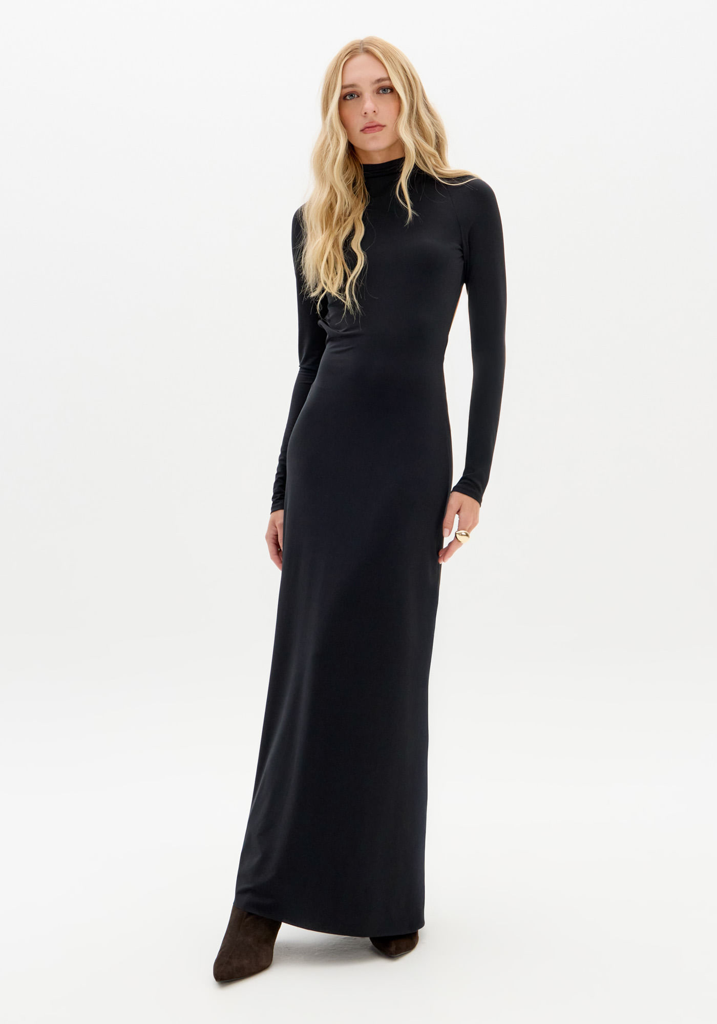 Vestido Super Midi Manga Longa