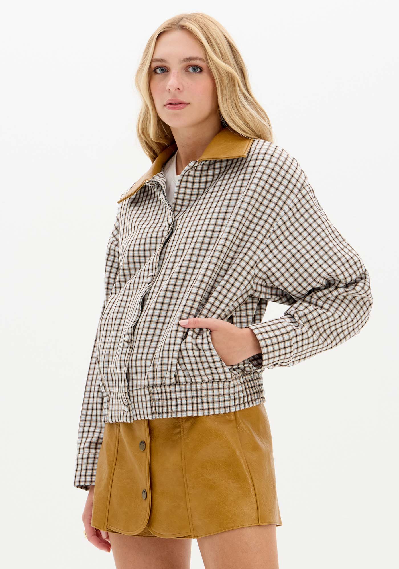 Jaqueta Bomber Bicolor Xadrez