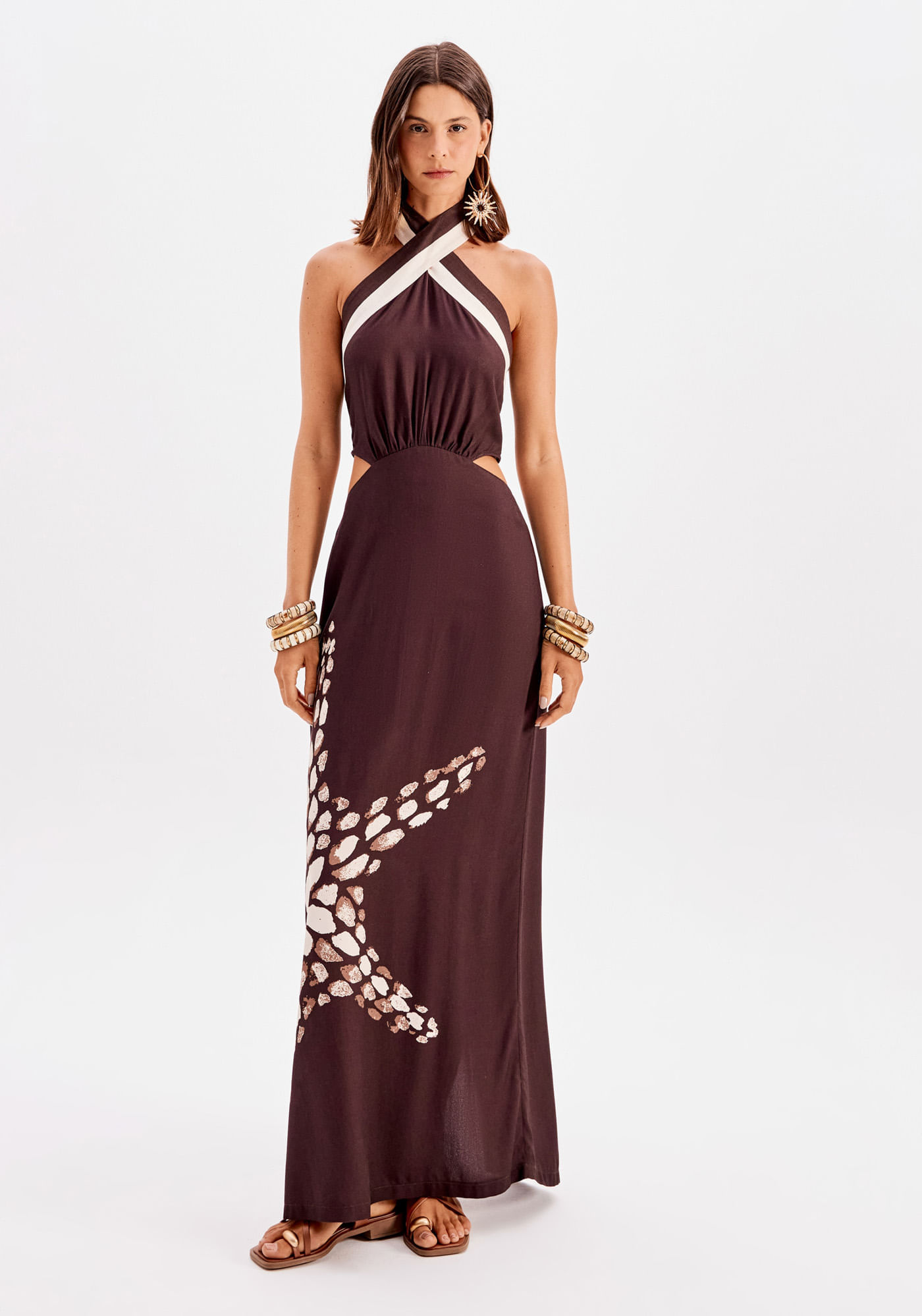 Vestido Super Midi Com Linho