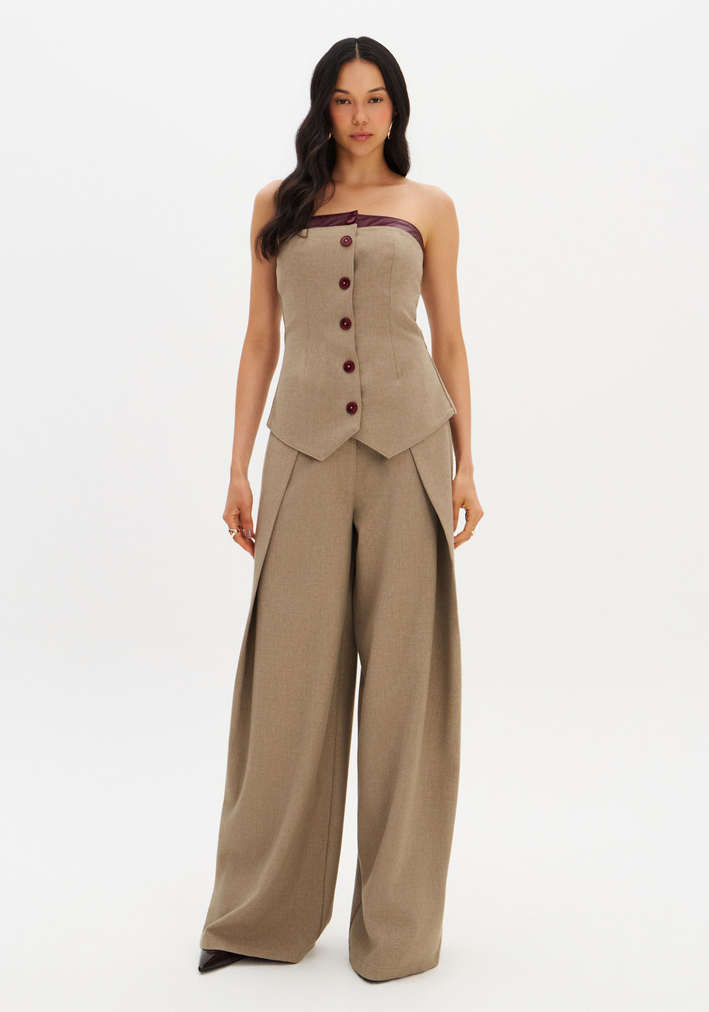 Blusa Corset De Alfaiataria Sem Alça
