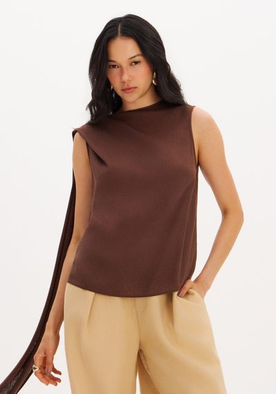 Blusa Sem Manga Com Linho