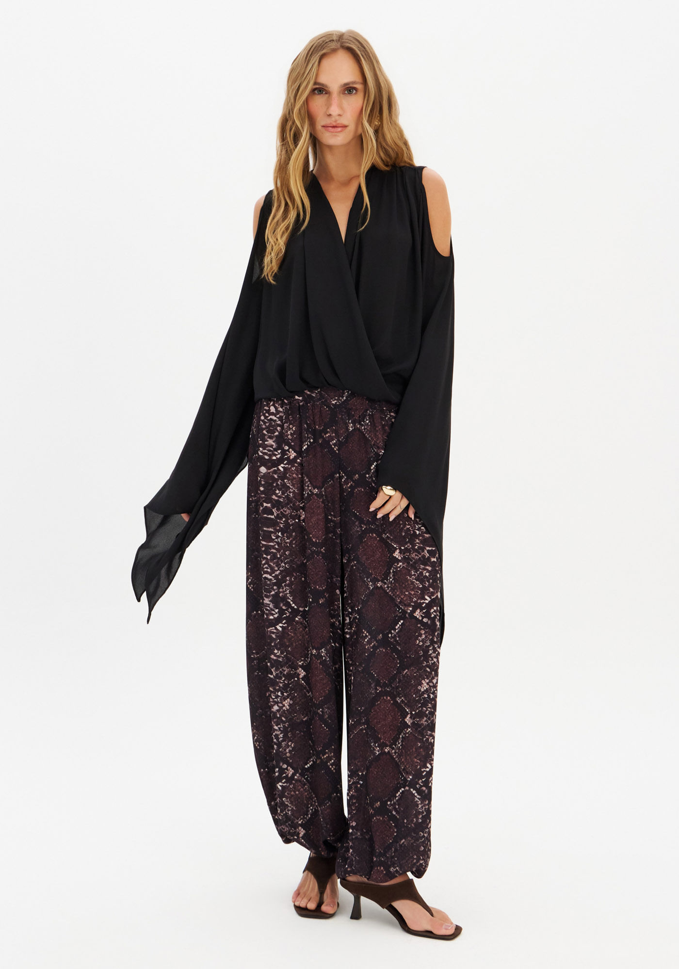 Blusa De Chiffon Com Franzido