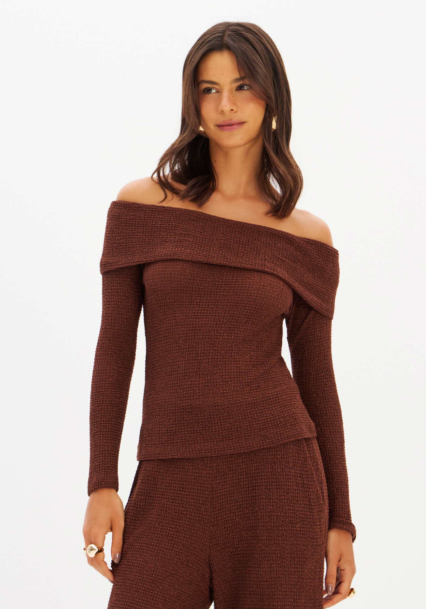 Blusa Manga Longa Ombro A Ombro
