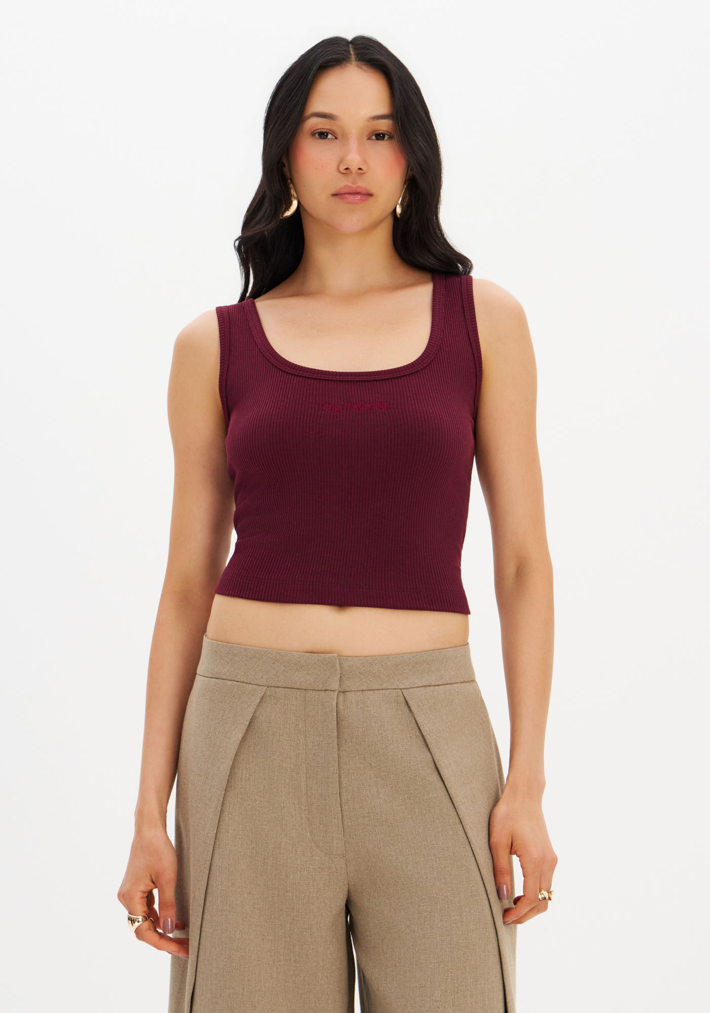 Blusa Cropped Canelada Sem Mangas