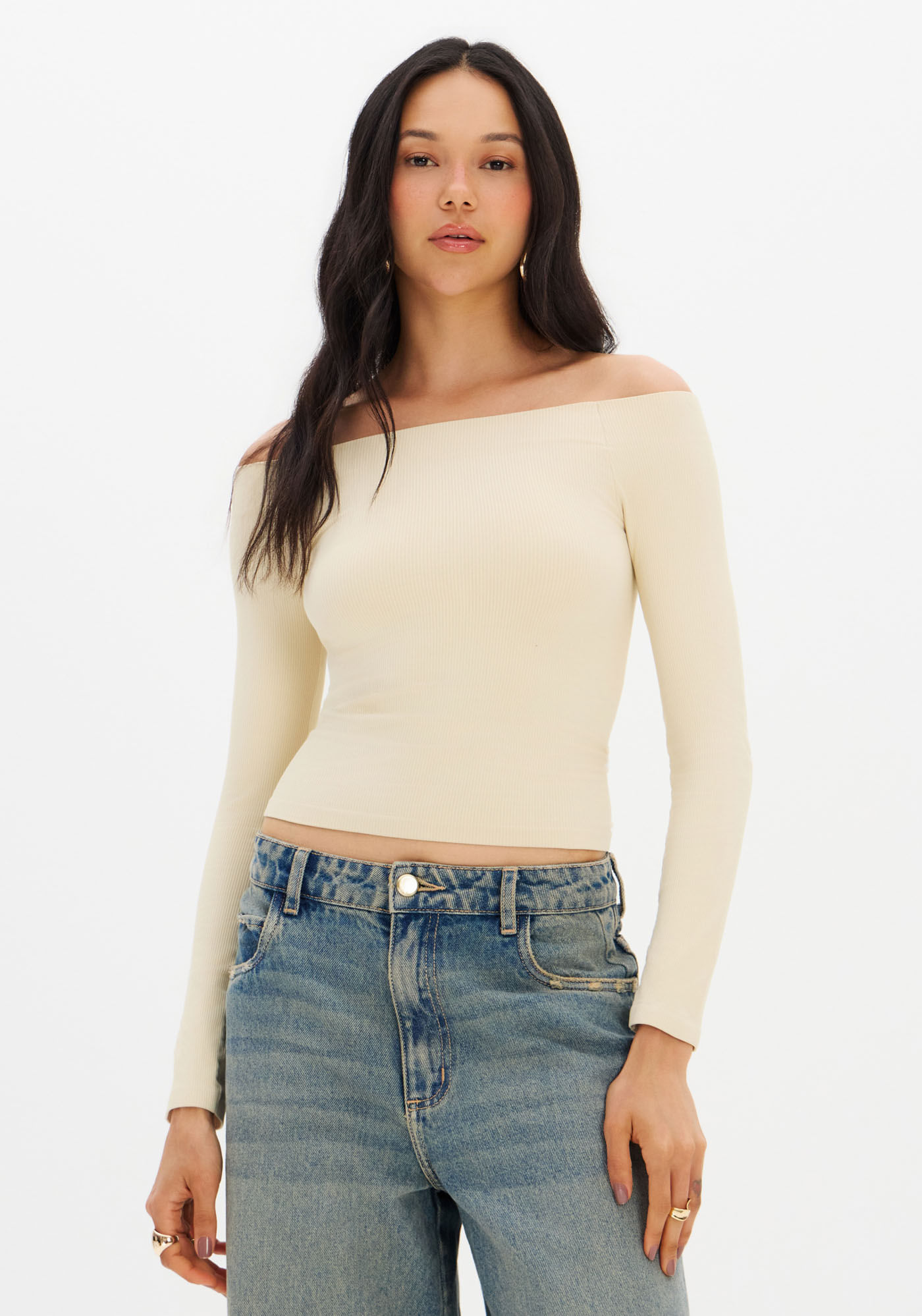 Blusa Manga Longa Ombro A Ombro
