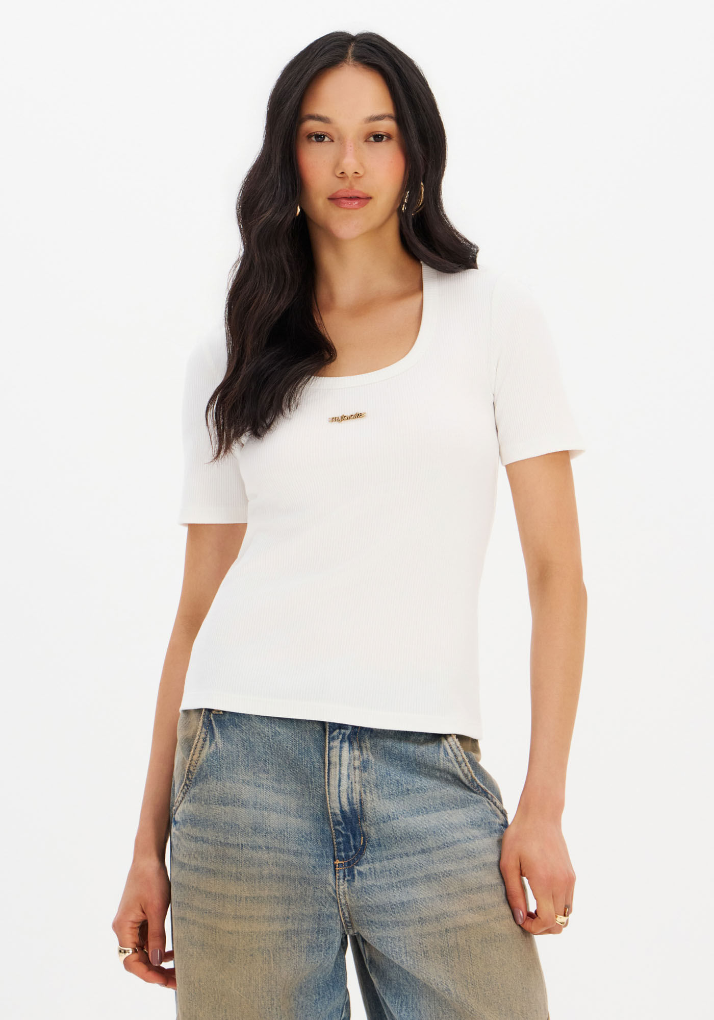 Blusa Canelada Manga Curta