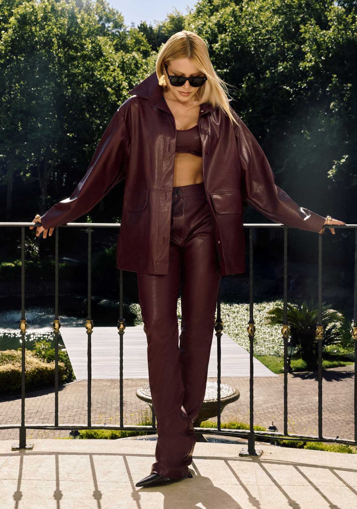 Calça Boot Cut De Pu