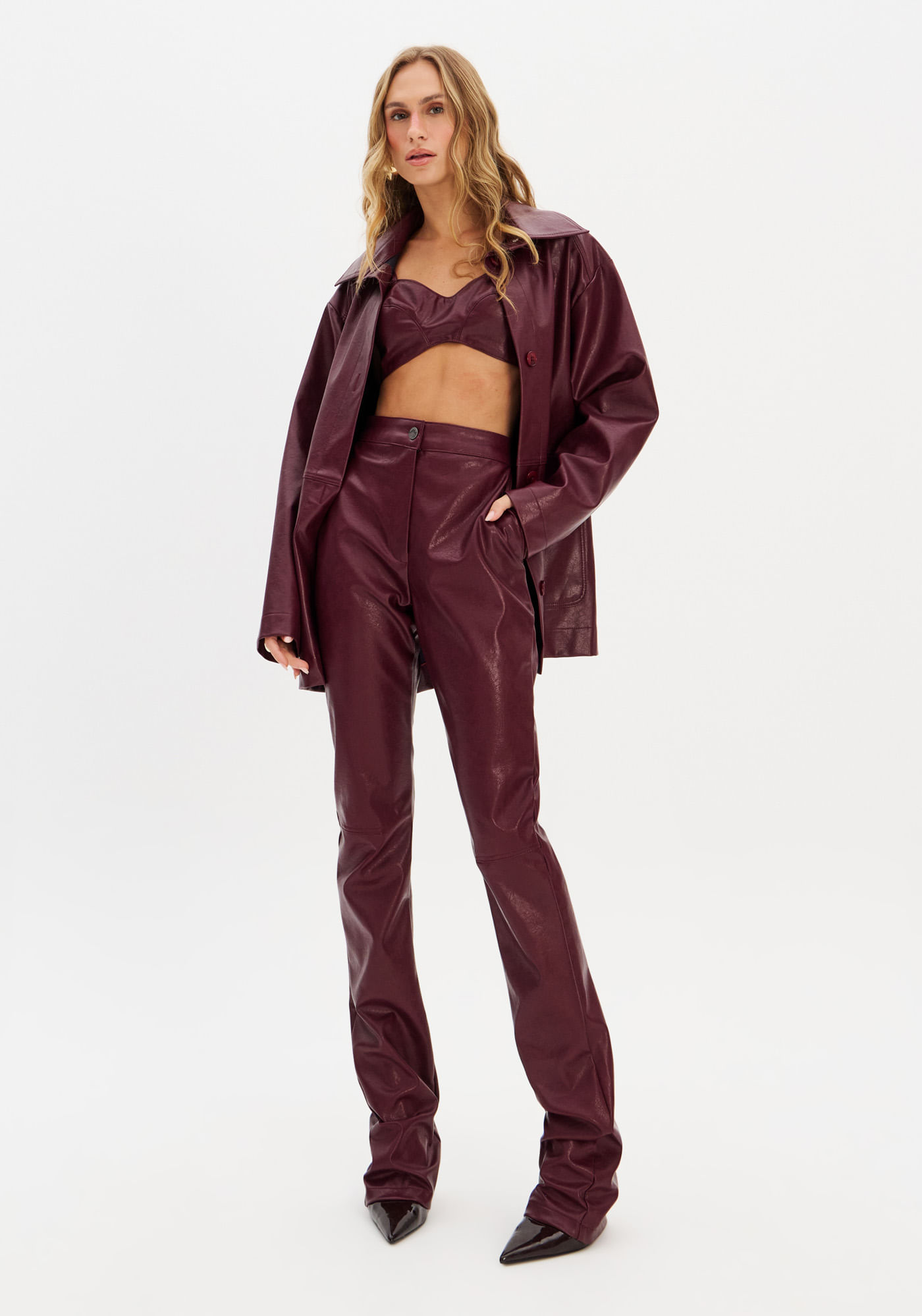 Calça Boot Cut De Pu