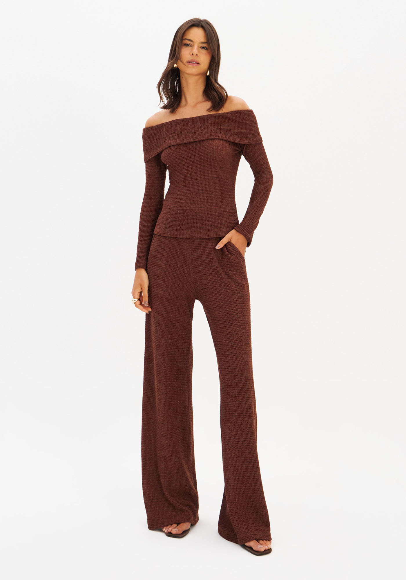 Calça Full Length Malha Texturizada