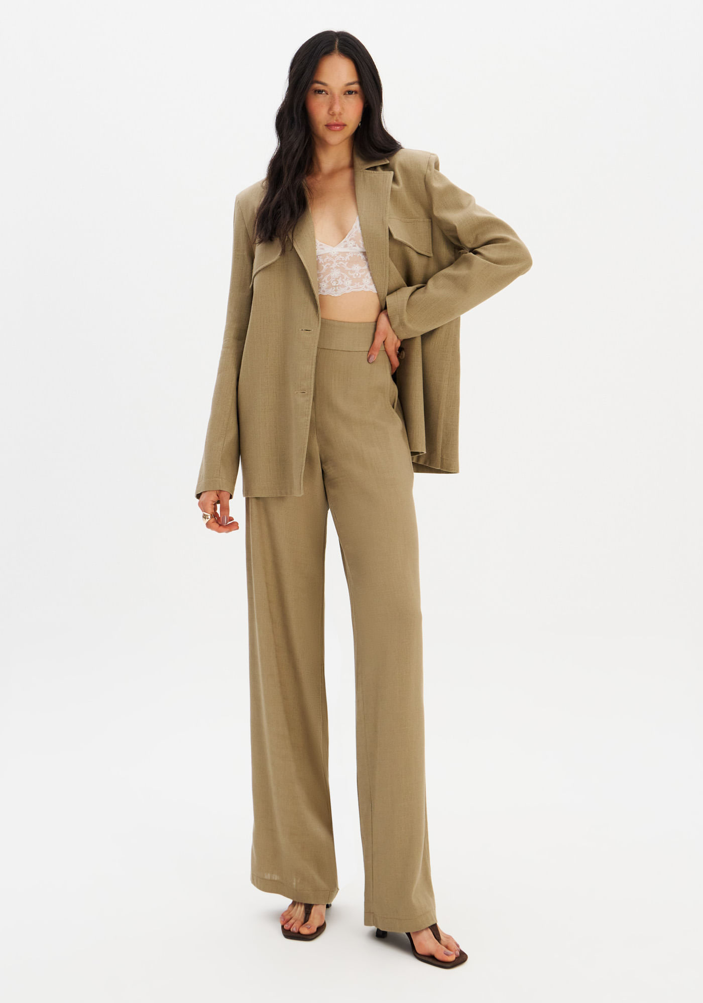 Calça Full Length Cintura Média