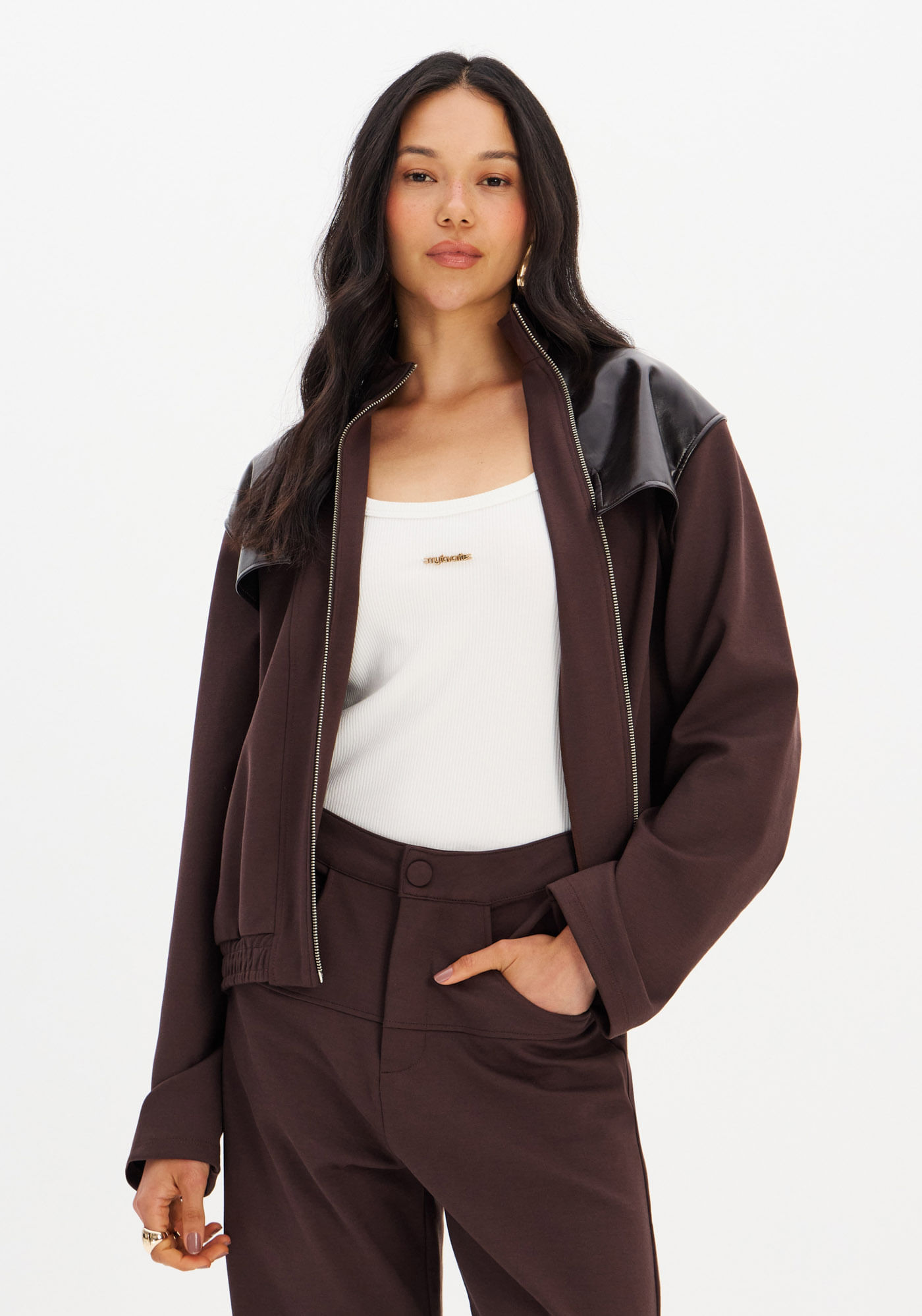 Jaqueta Bomber Detalhes De Pu