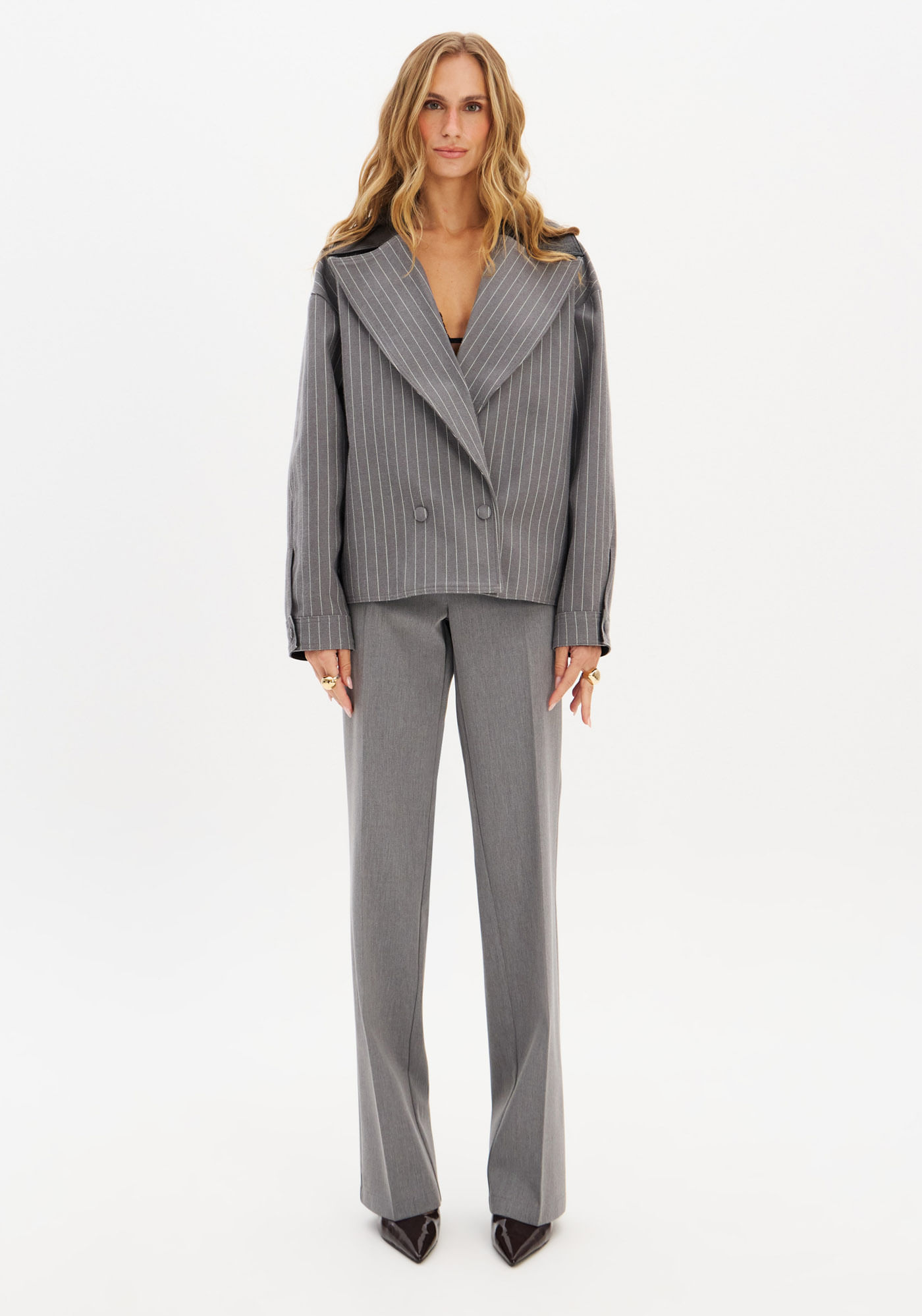 Jaqueta Oversized Listrada