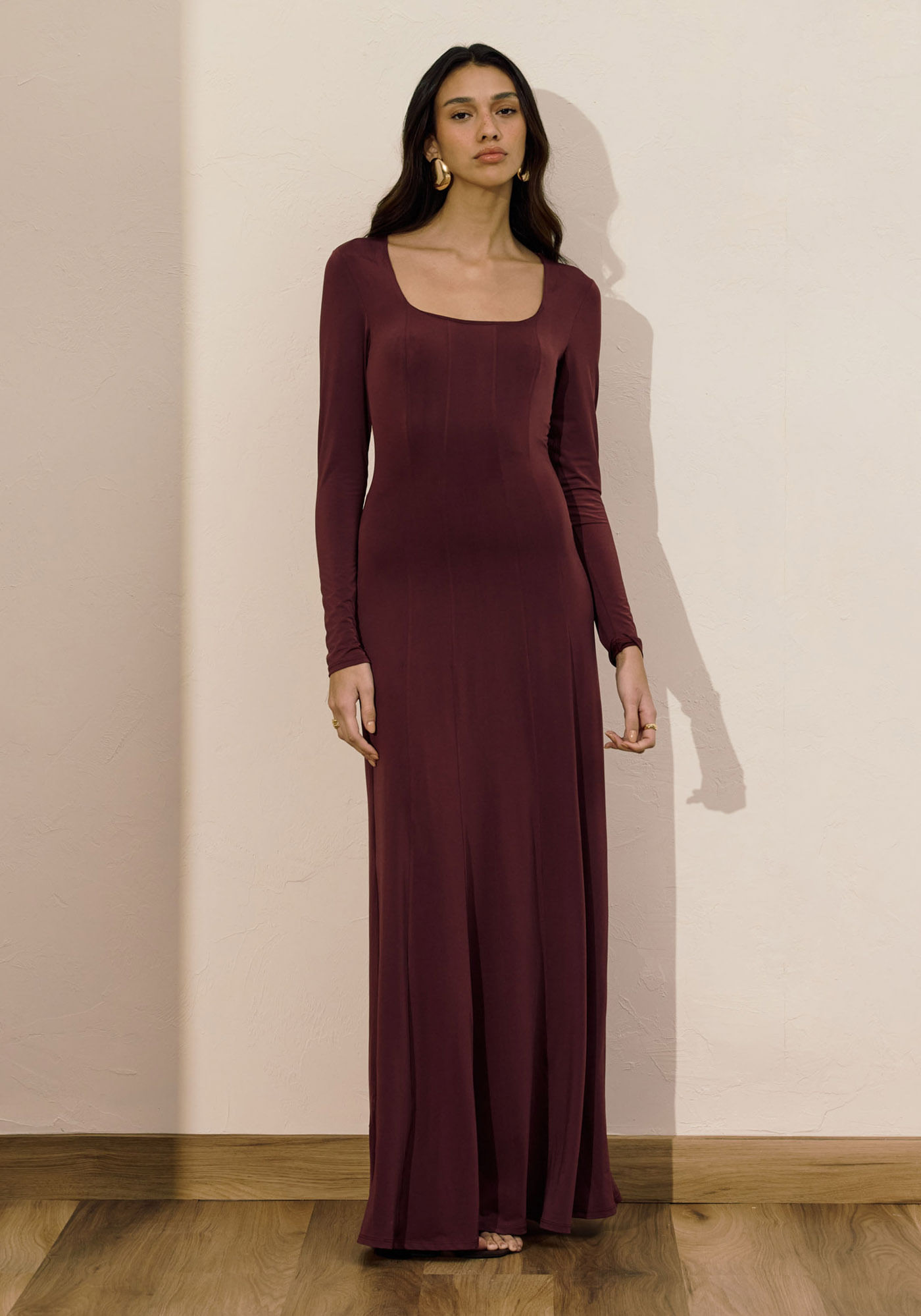 Vestido Super Midi Manga Longa