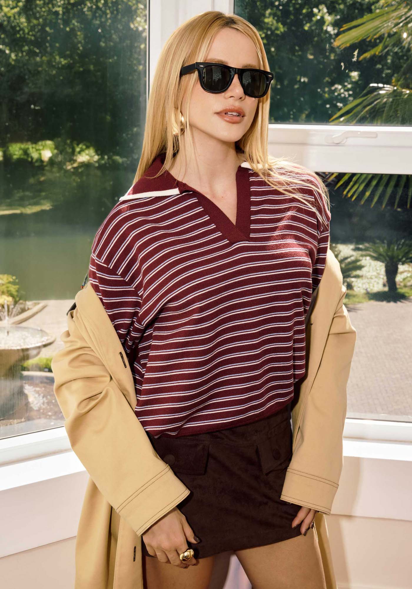 Blusa Tricô Gola Polo Listrada