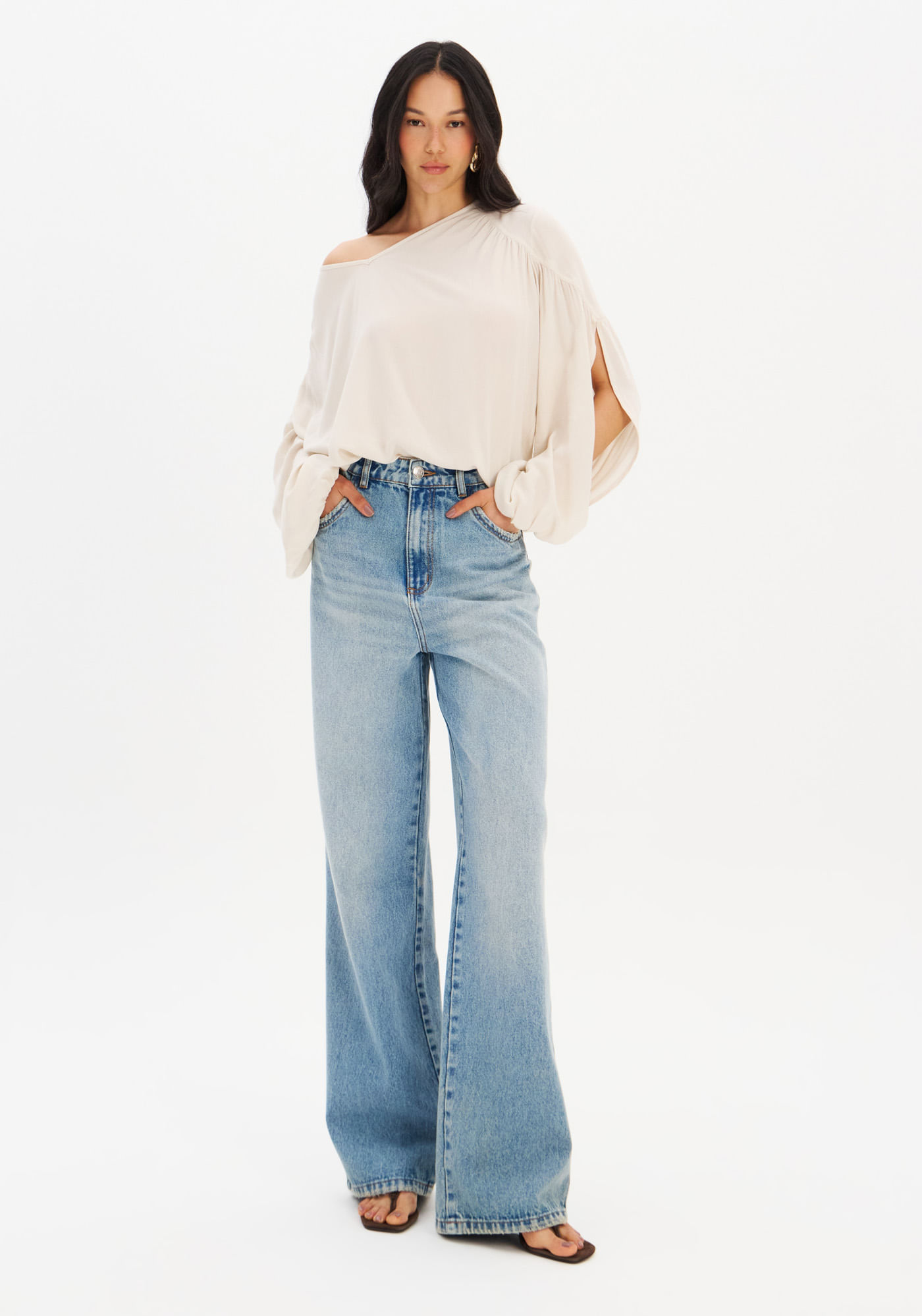Calça Jeans Reta Cintura Alta