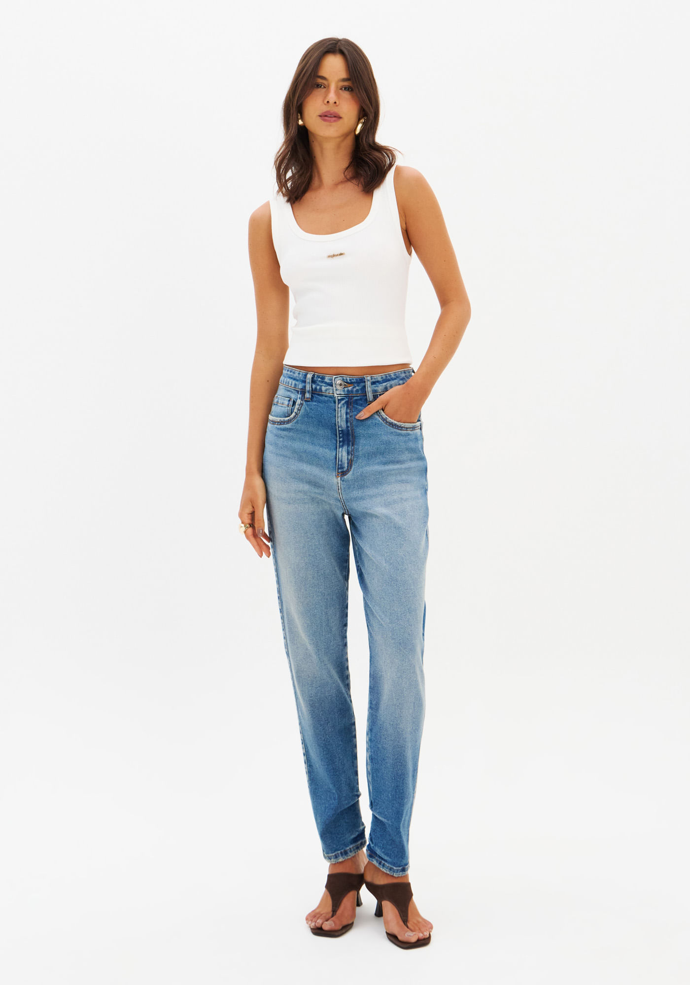 Calça Jeans Mom Cintura Alta