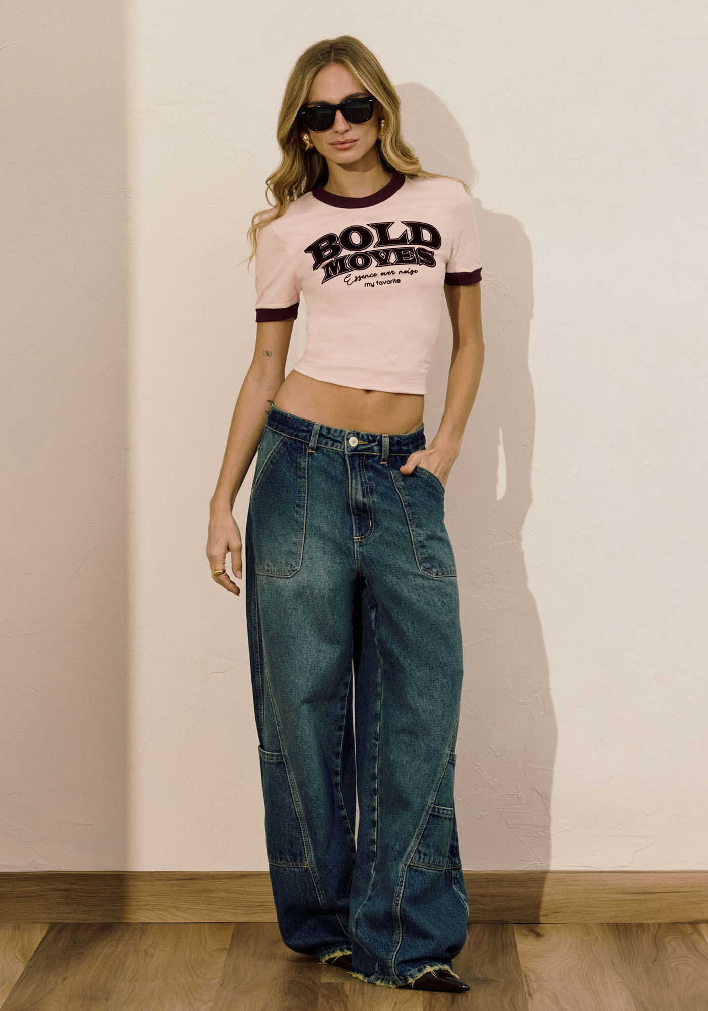 Calça Jeans Barrel Leg Cintura Média