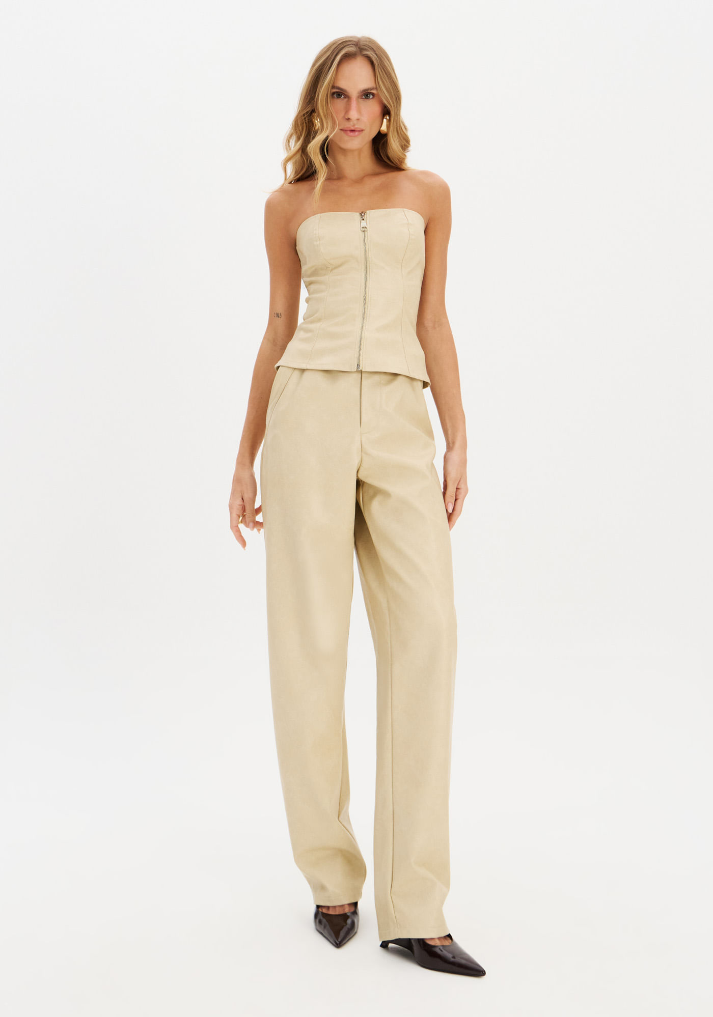 Blusa Corset De Pu Com Zíper