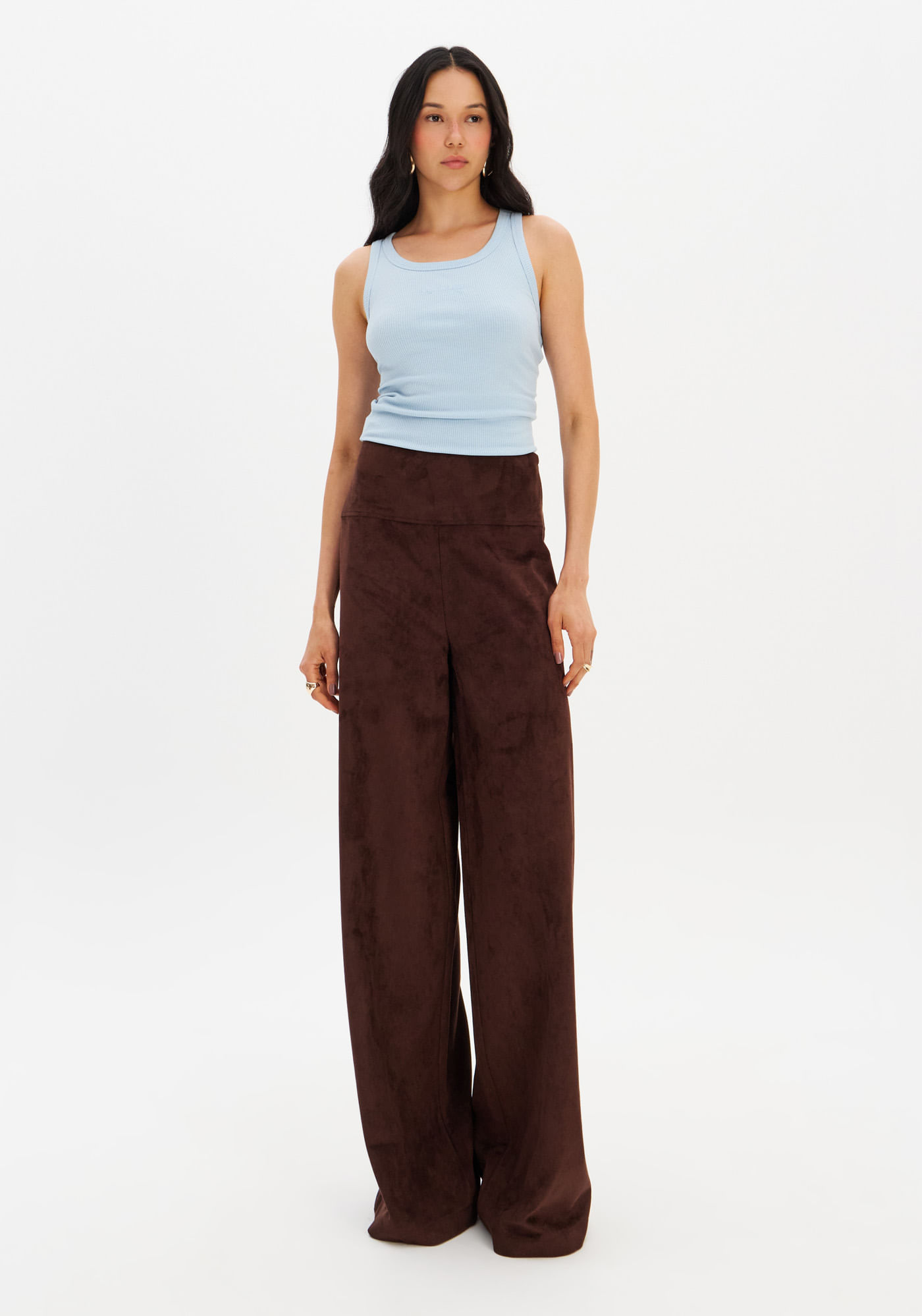 Blusa Regata Canelada Com Bordado