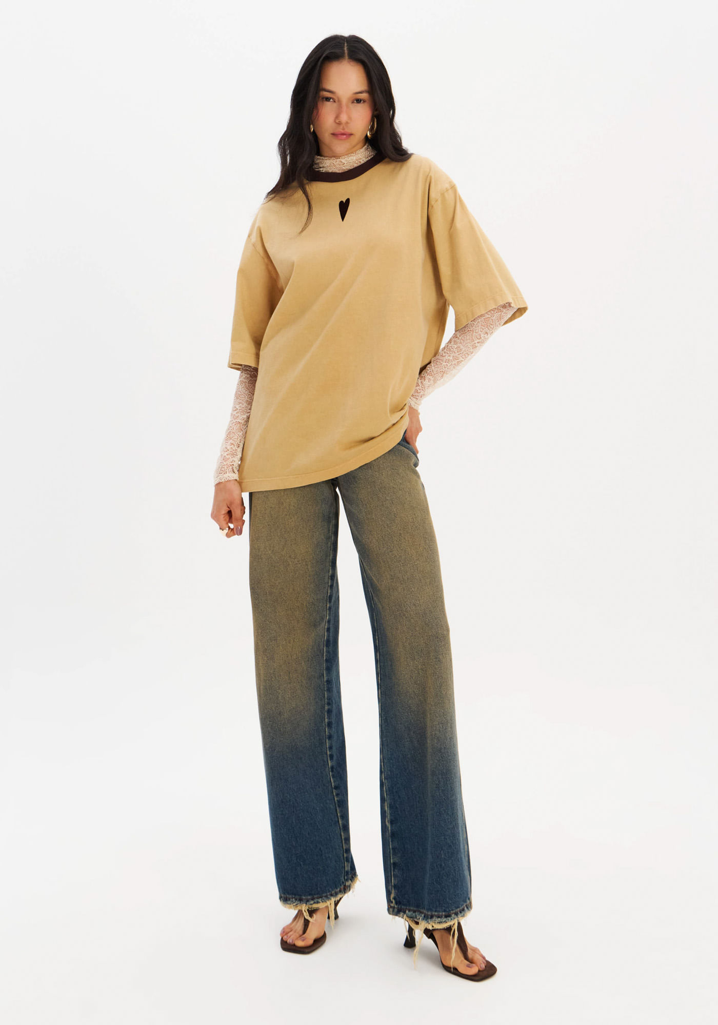 Calça Jeans Full Length Cintura Média