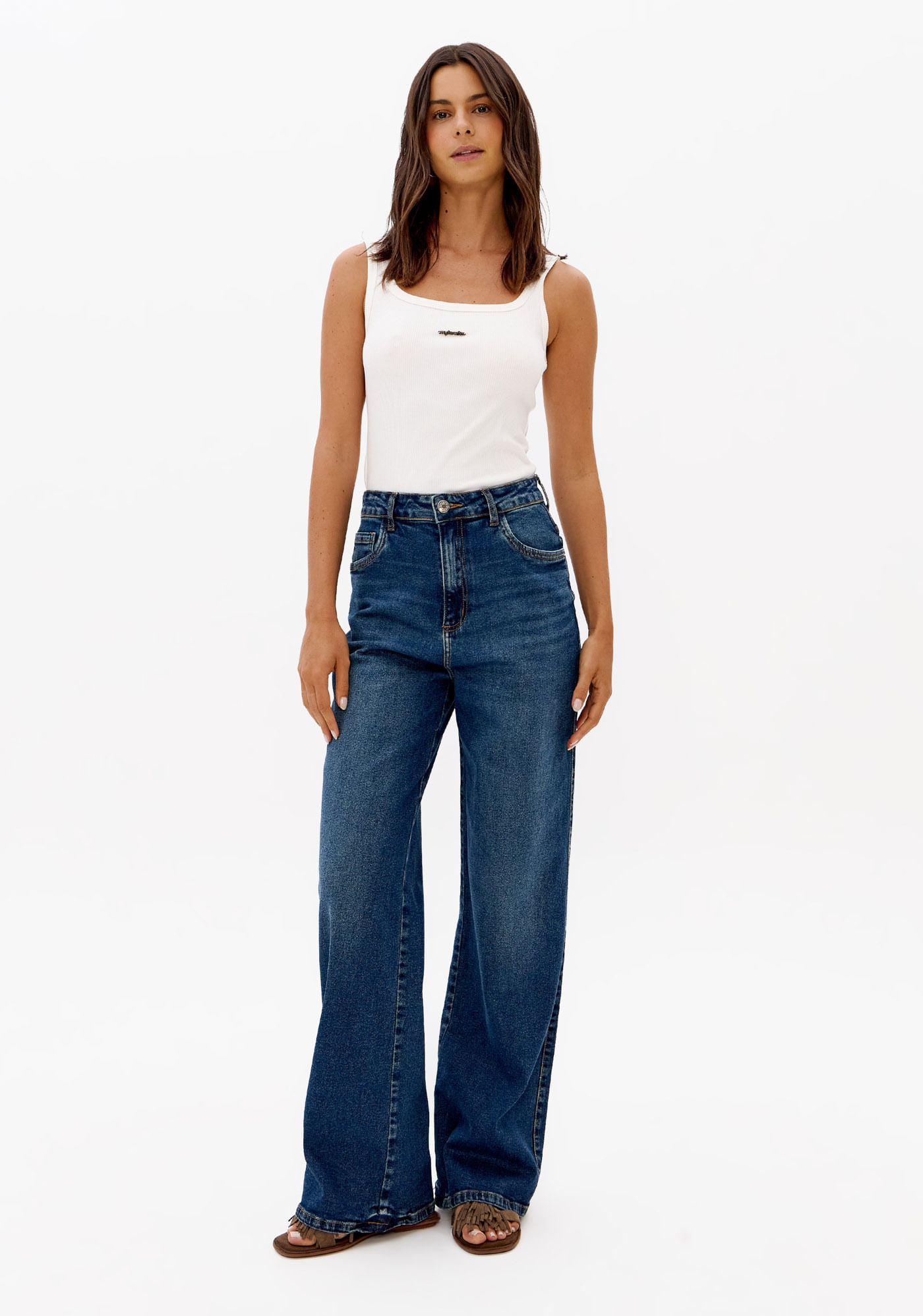 Calça Jeans Full Length Cintura Alta