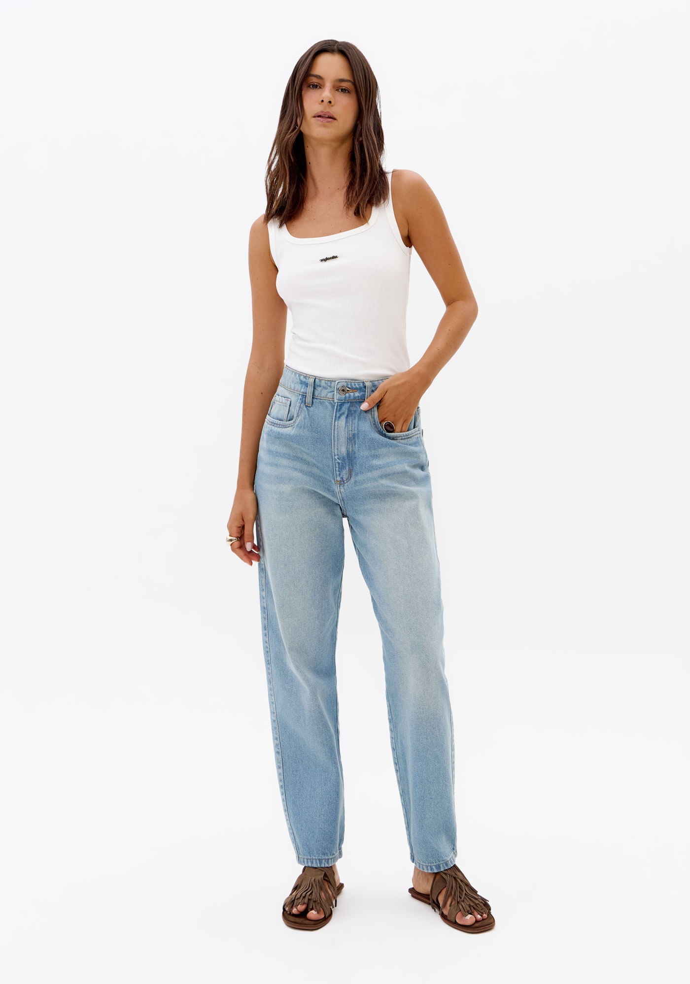 Calça Jeans Mom Cintura Alta