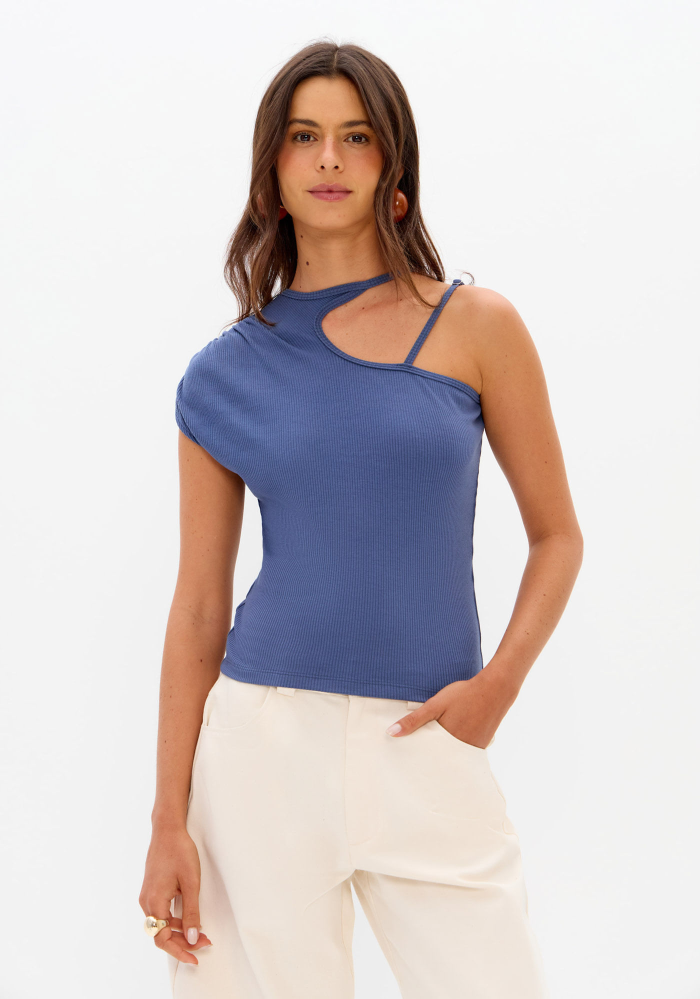 Blusa Canelada Ombro Único