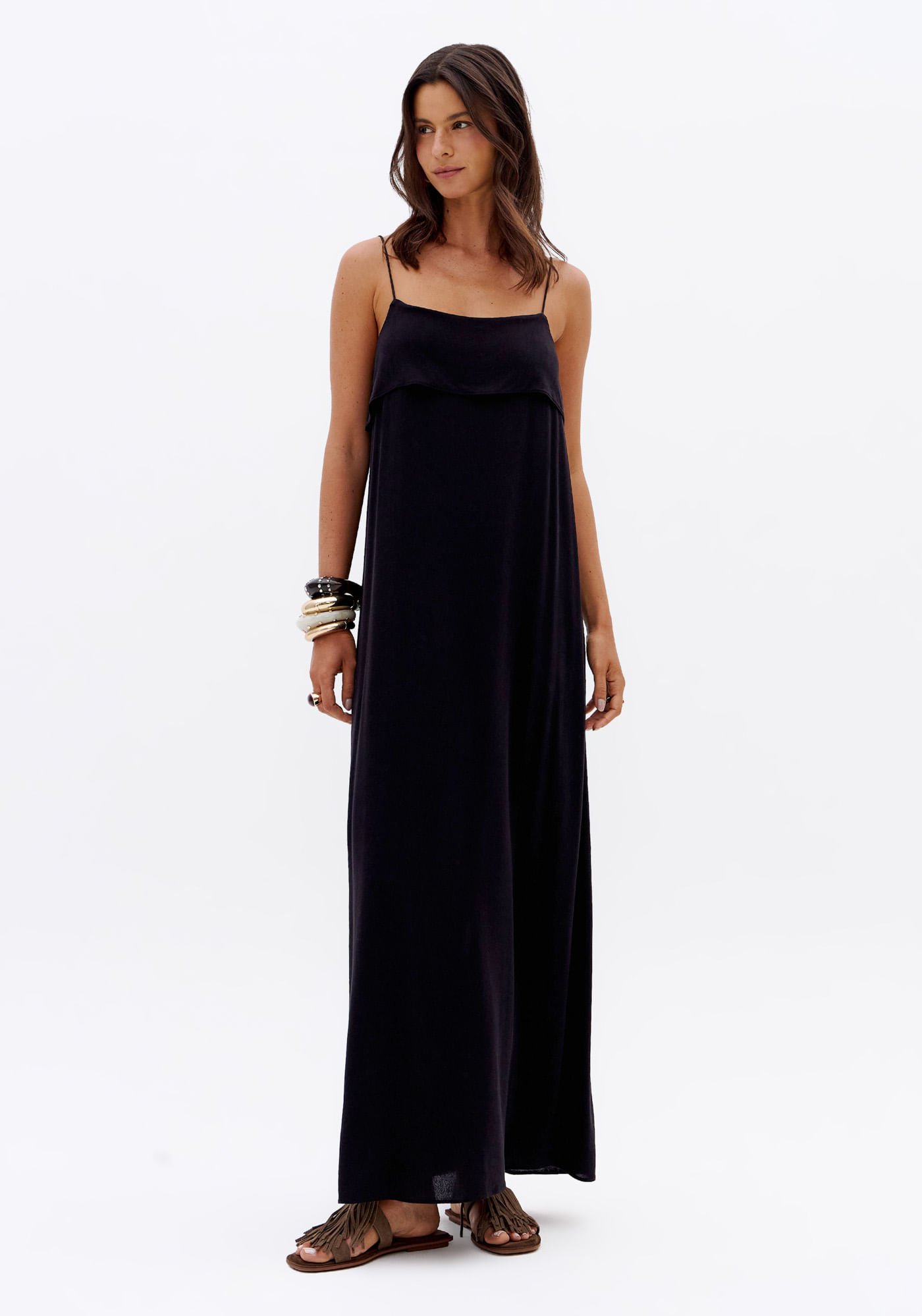 Vestido De Alças Super Midi