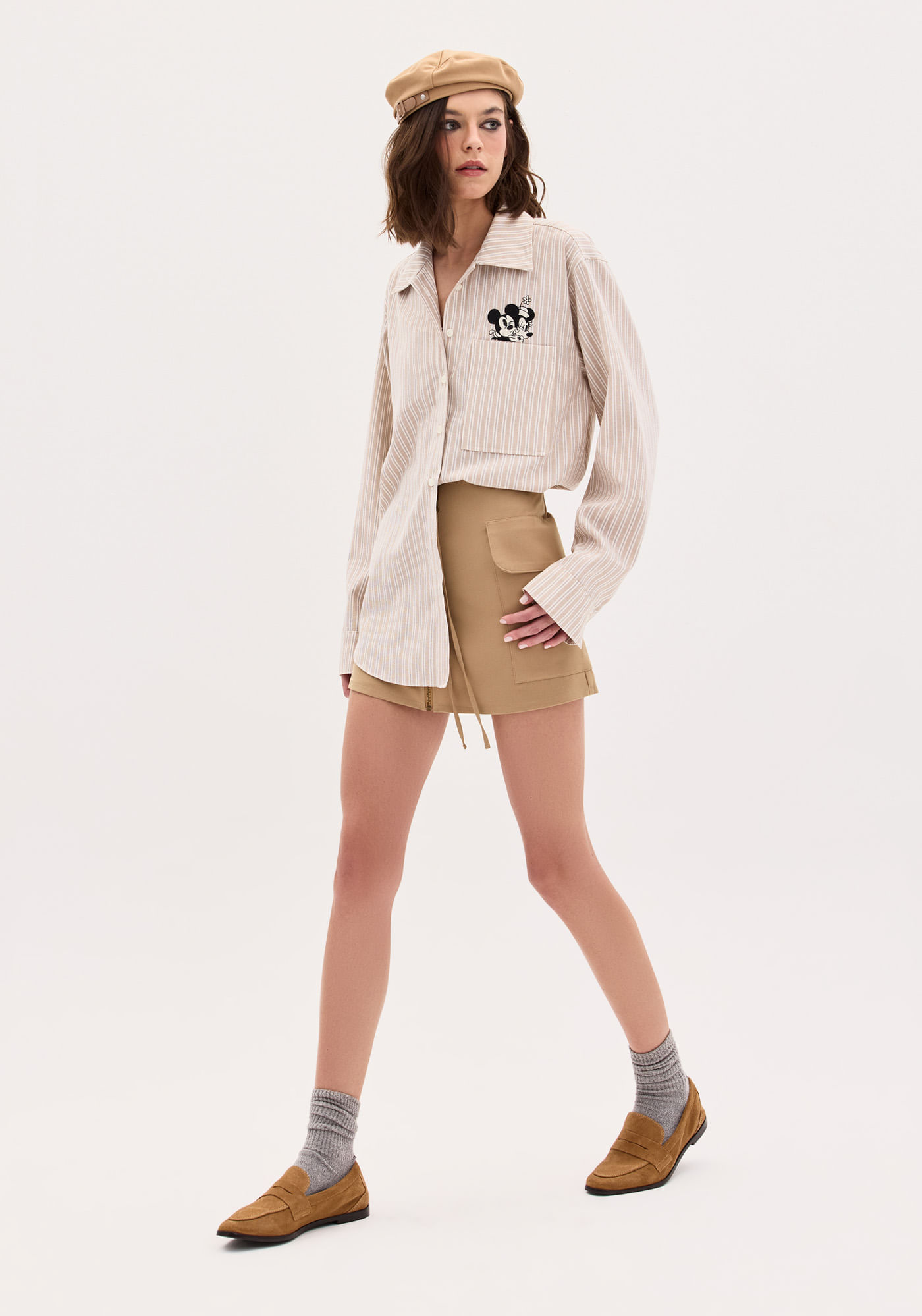 Short Saia Com Zíper Frontal Mickey E Amigos