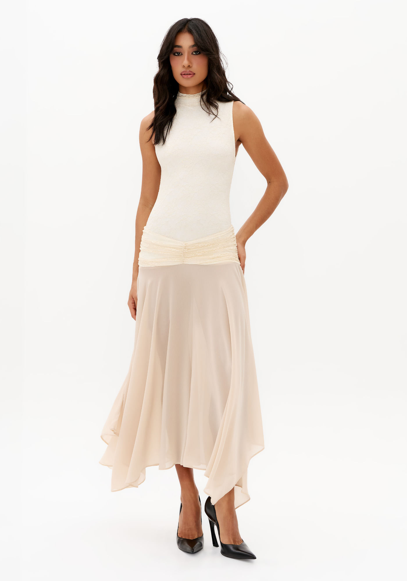 Vestido Super Midi De Renda