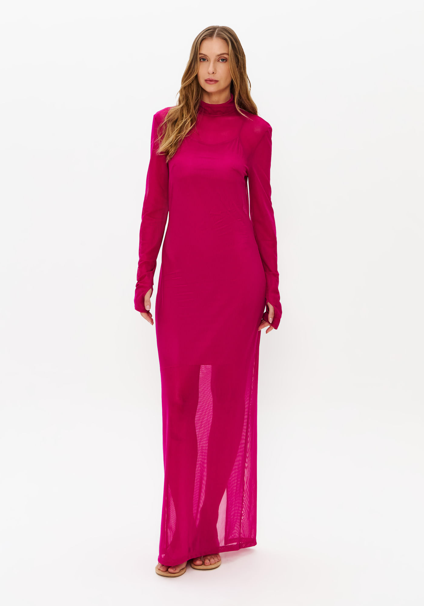 Vestido Longo com Transparência