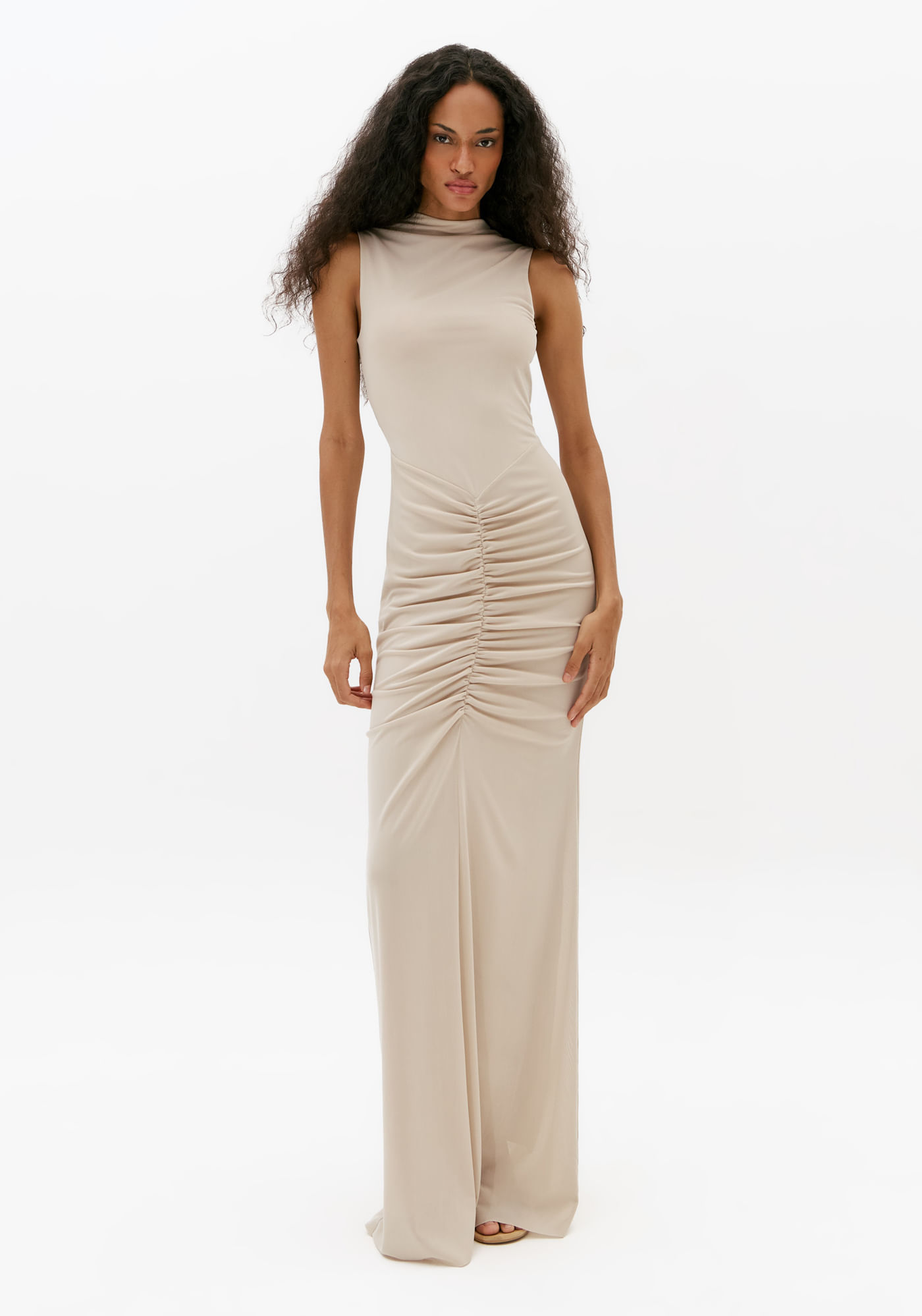 Vestido Longo De Tule Com Torção