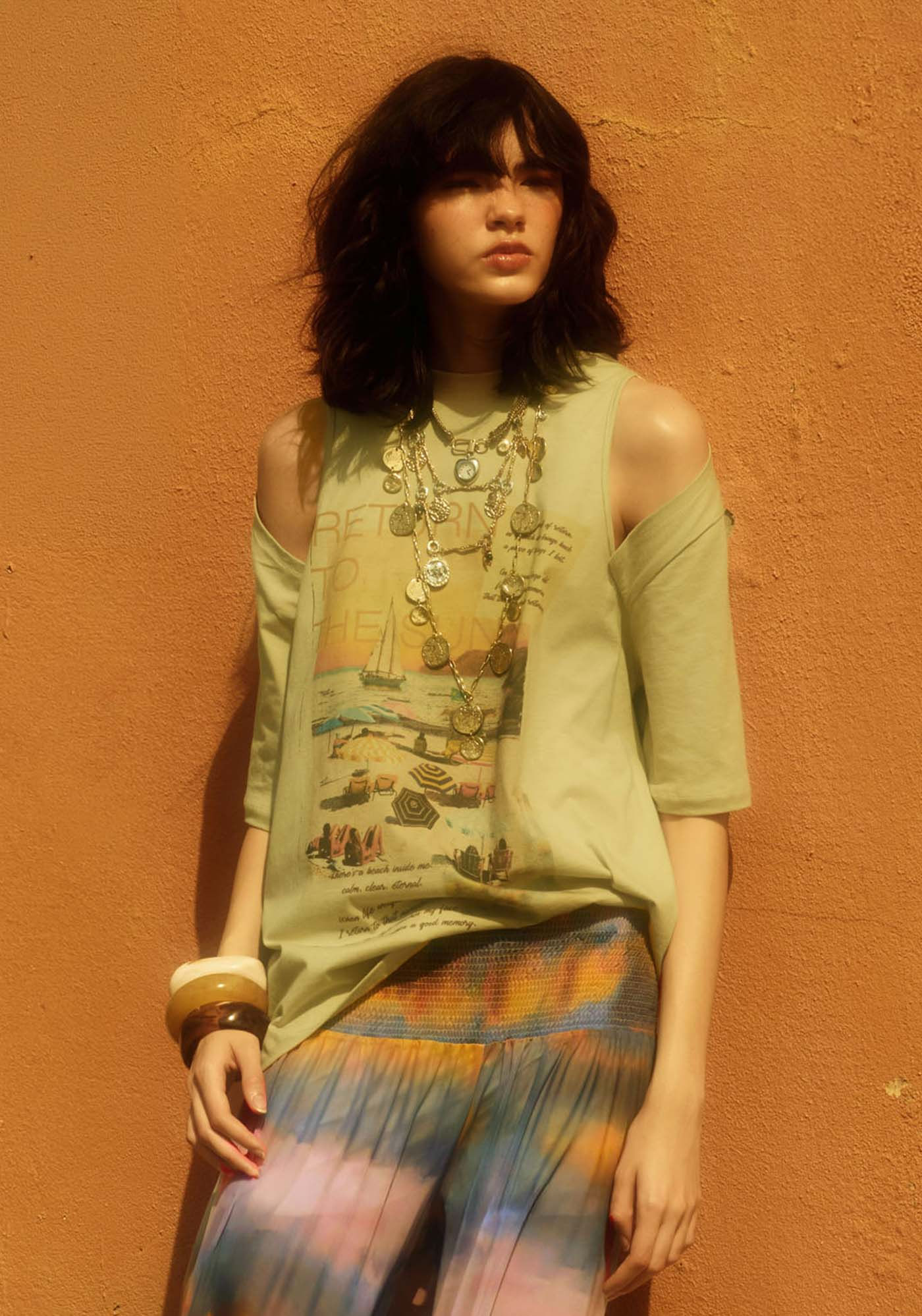 T-Shirt Oversized Open Shoulder De Malha