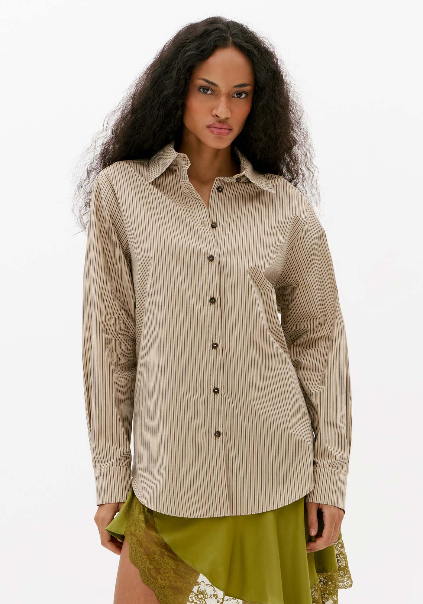 Camisa Oversized Listrada Em Algodão
