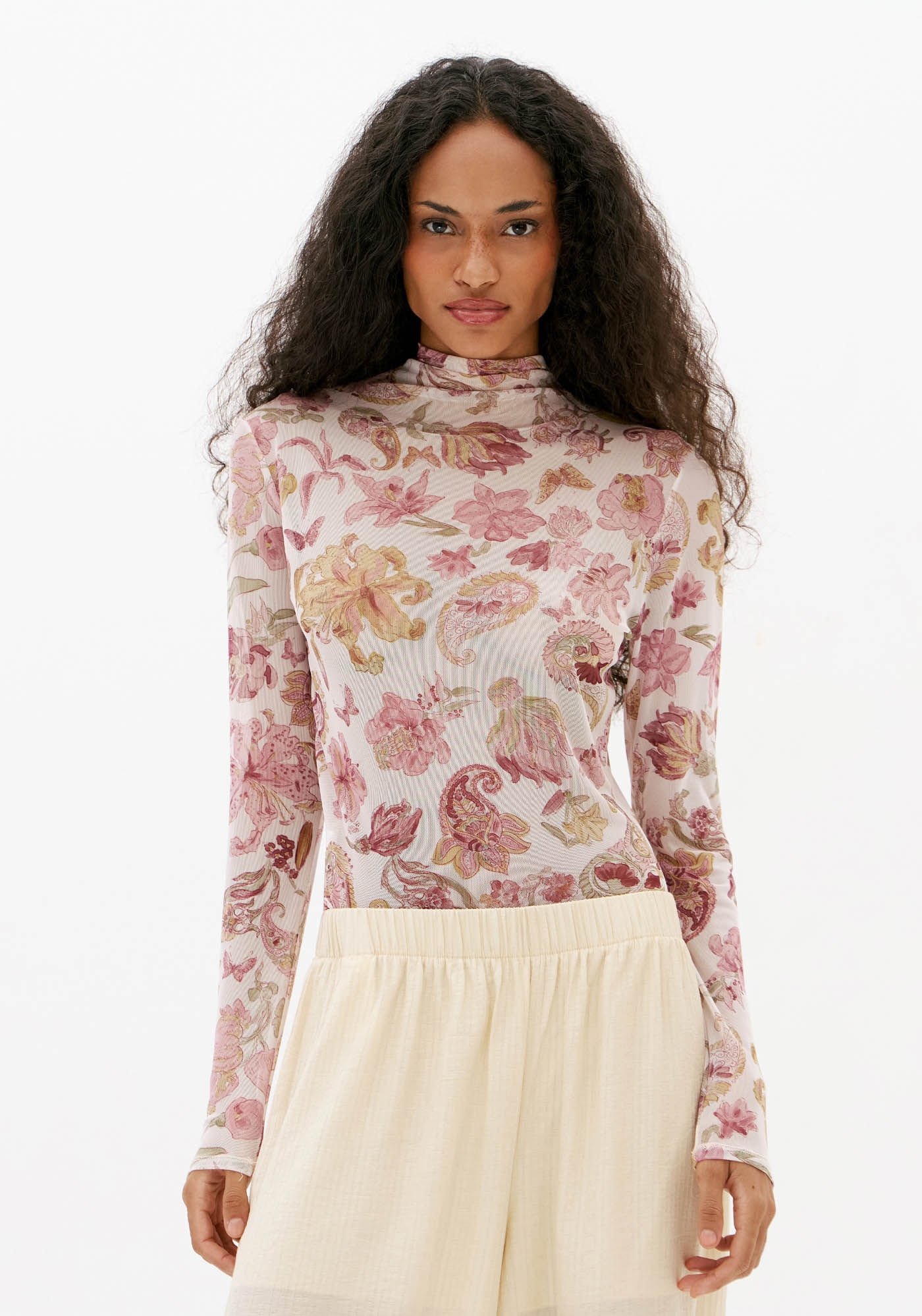 Blusa Justa Estampada De Tule
