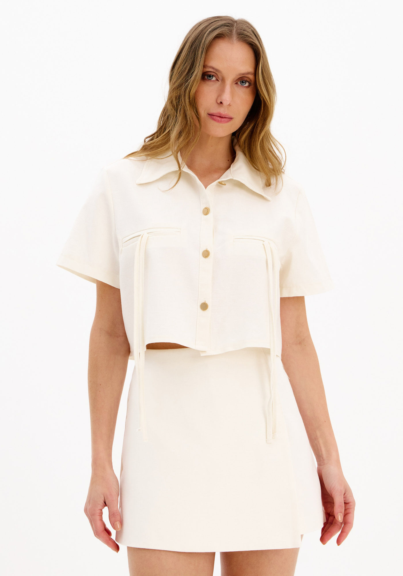 Camisa Cropped Manga Curta