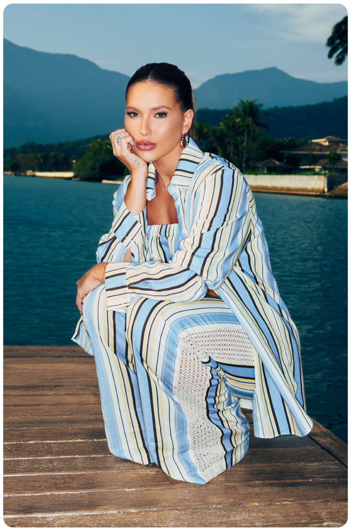 Camisa Listrada Com Linho